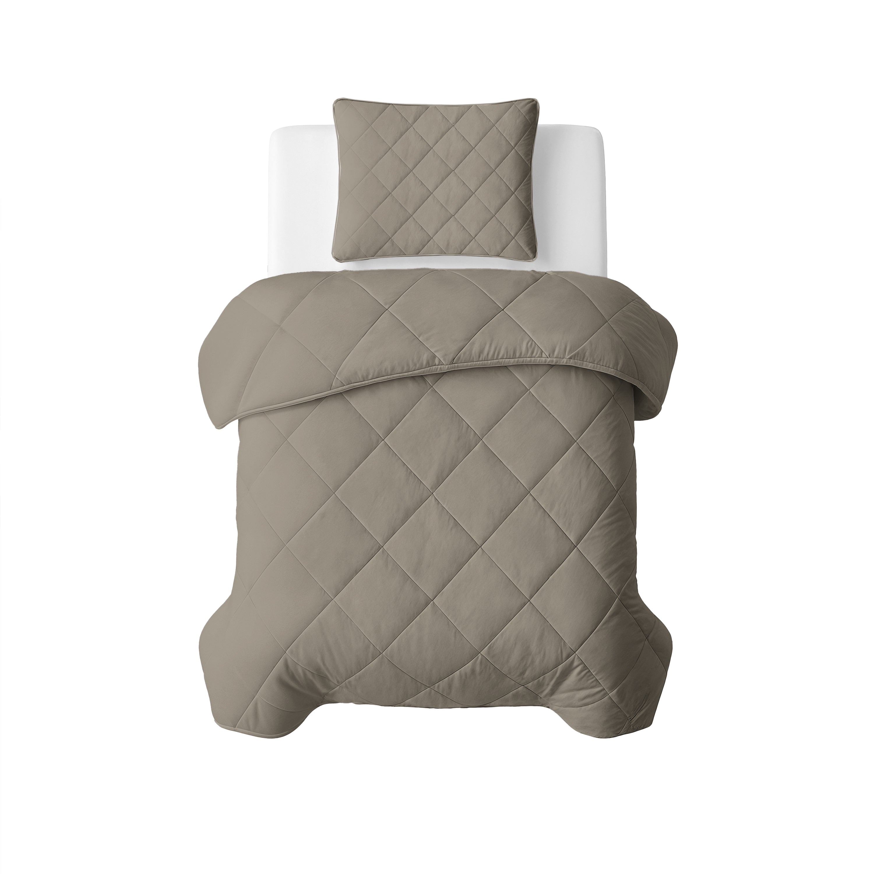 All-in One Lazy Velvet Dekbed Taupe/Grijs - Dekbed met kussenslopen