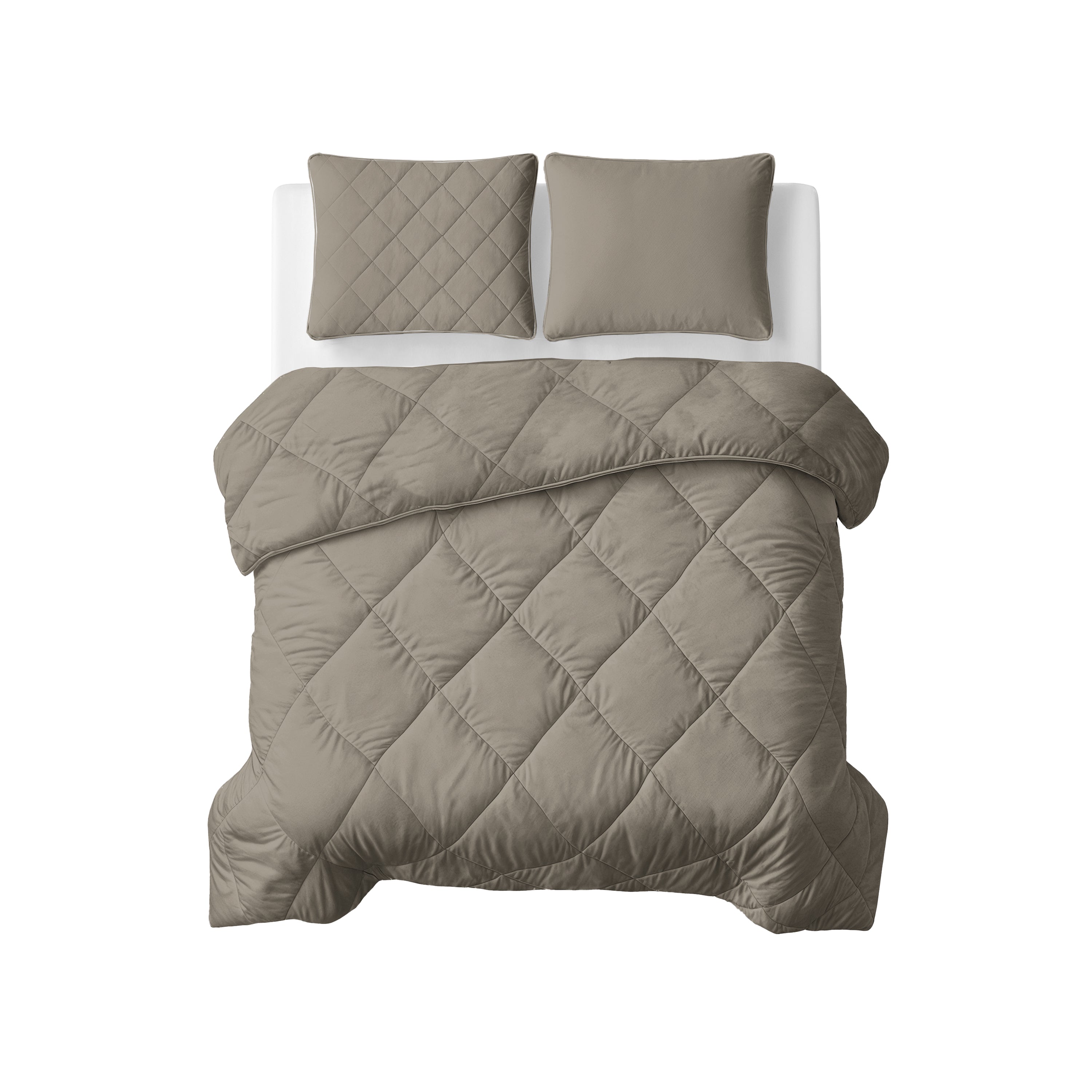 All-in One Lazy Velvet Dekbed Taupe/Grijs - Dekbed met kussenslopen