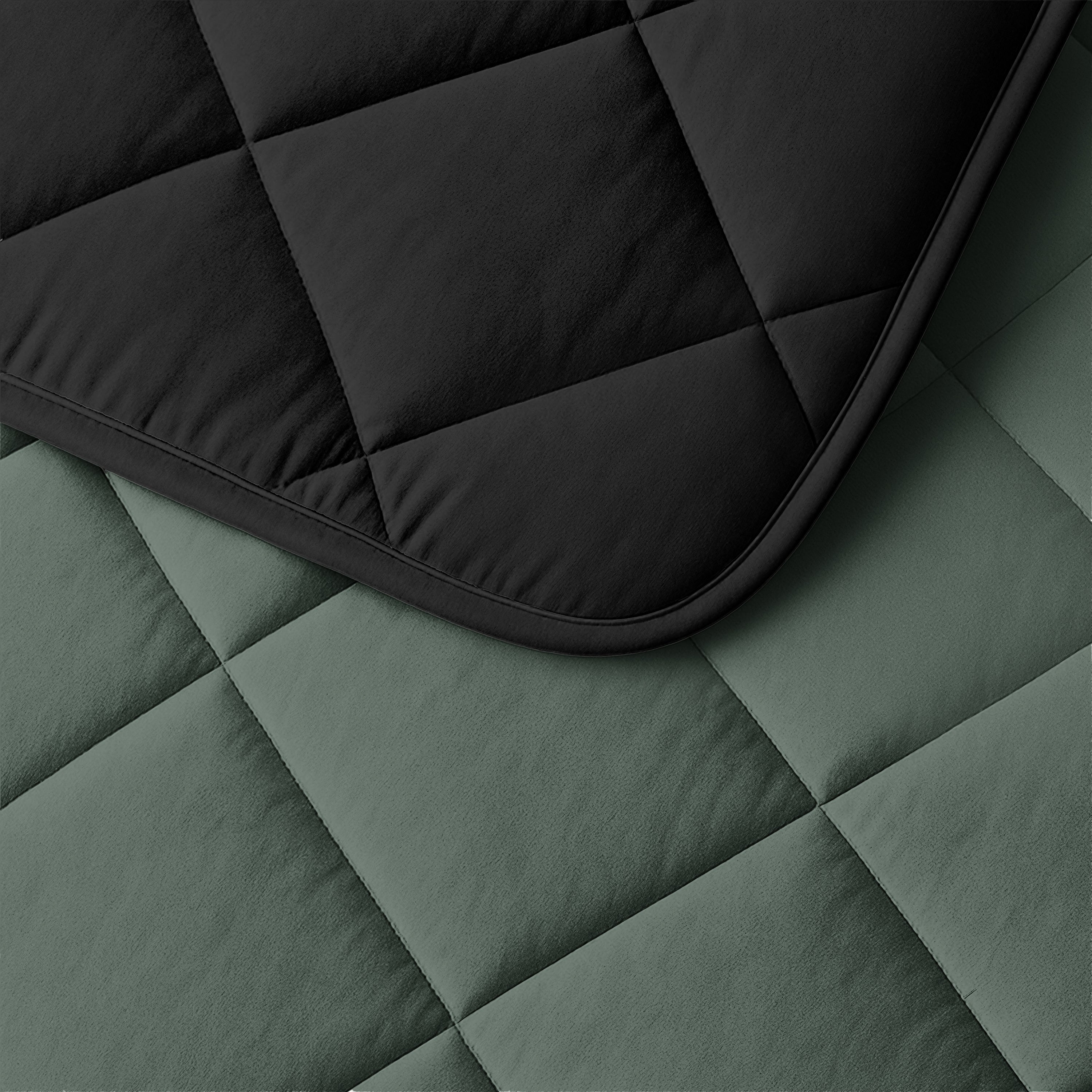 All-in One Lazy Velvet Dekbed Groen/Zwart - Dekbed met kussenslopen