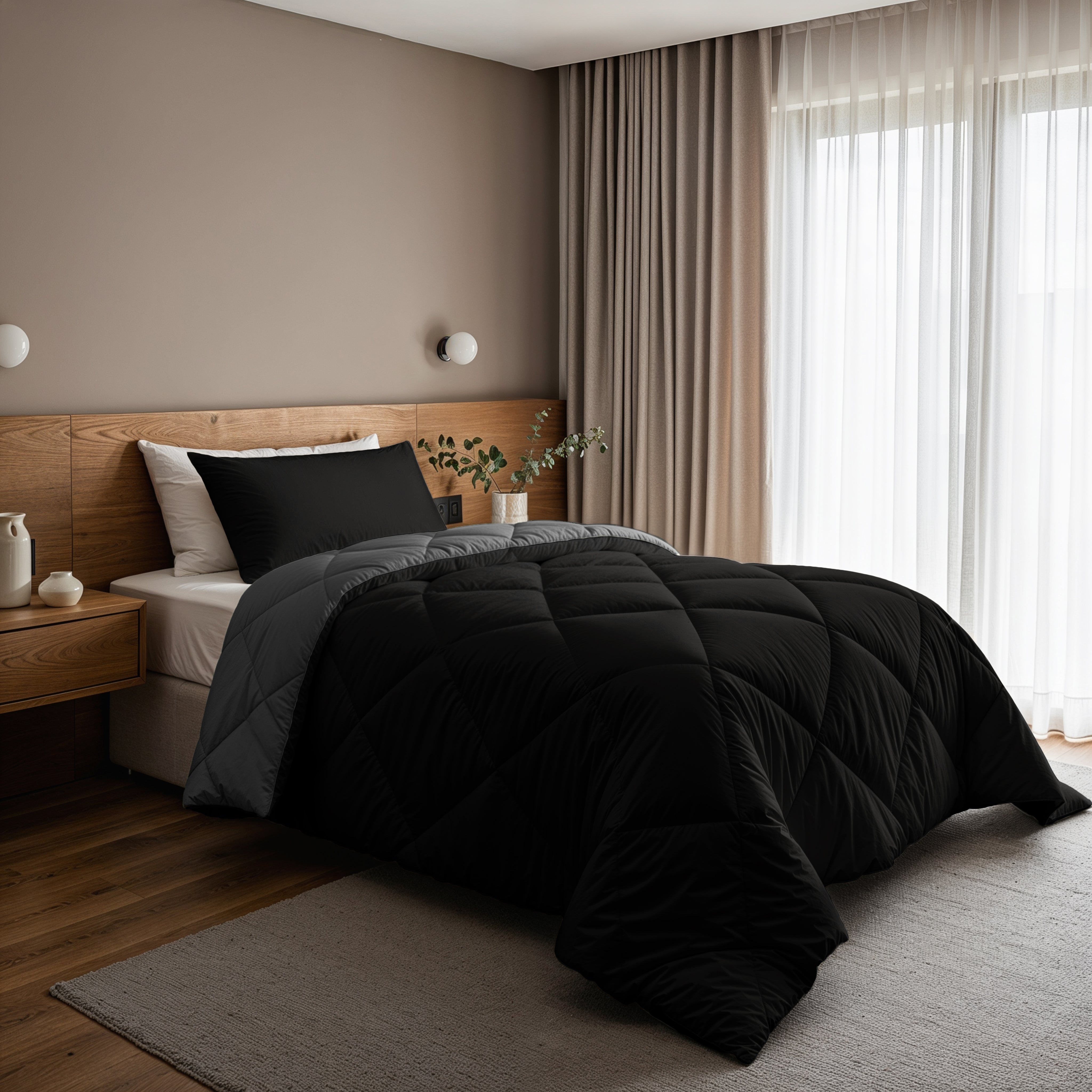 All-in-One Lazy Duvet Diamond Black/Anthracite - Duvet with pillowcases