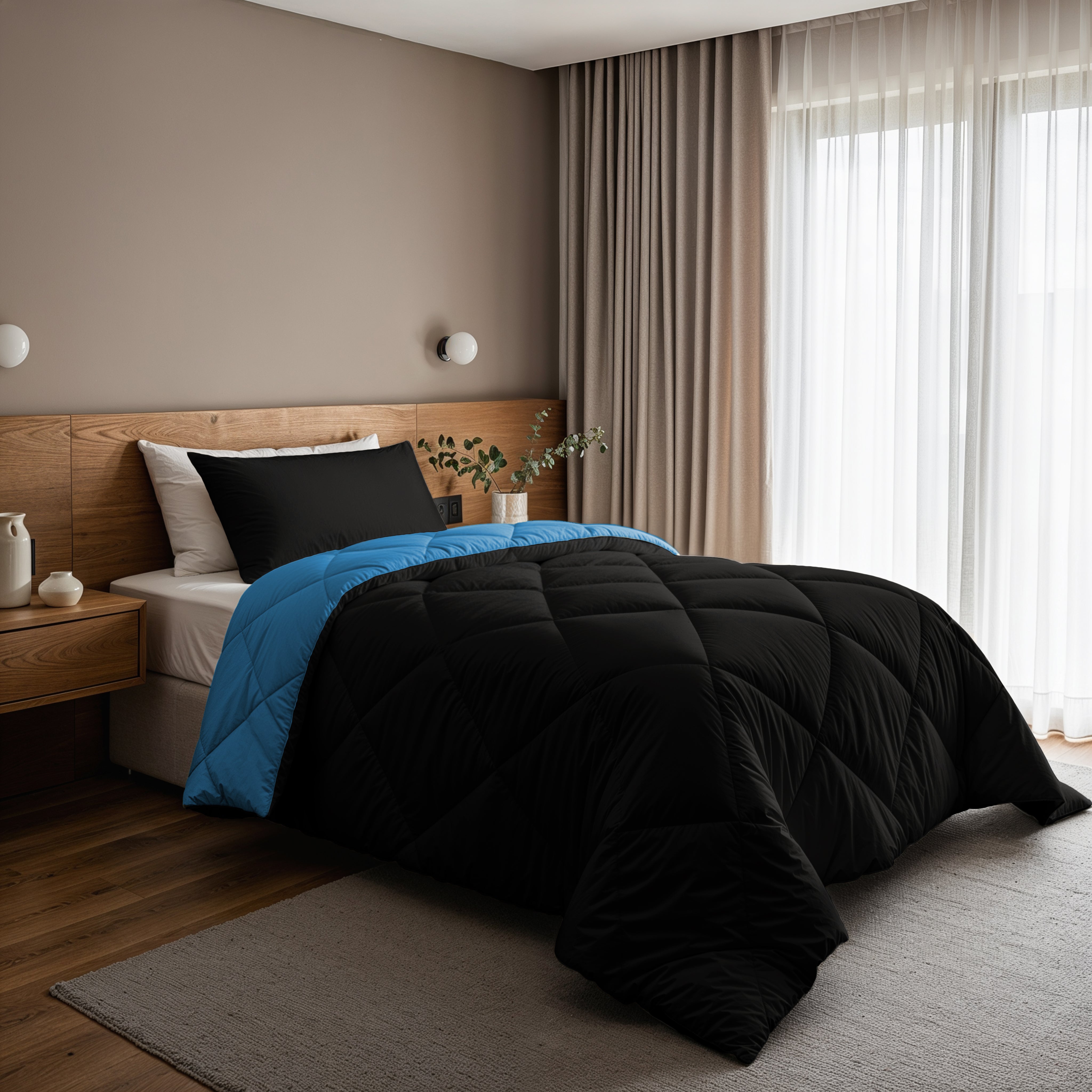 All-in-One Lazy Duvet Diamond Black/Blue - Duvet with pillowcases