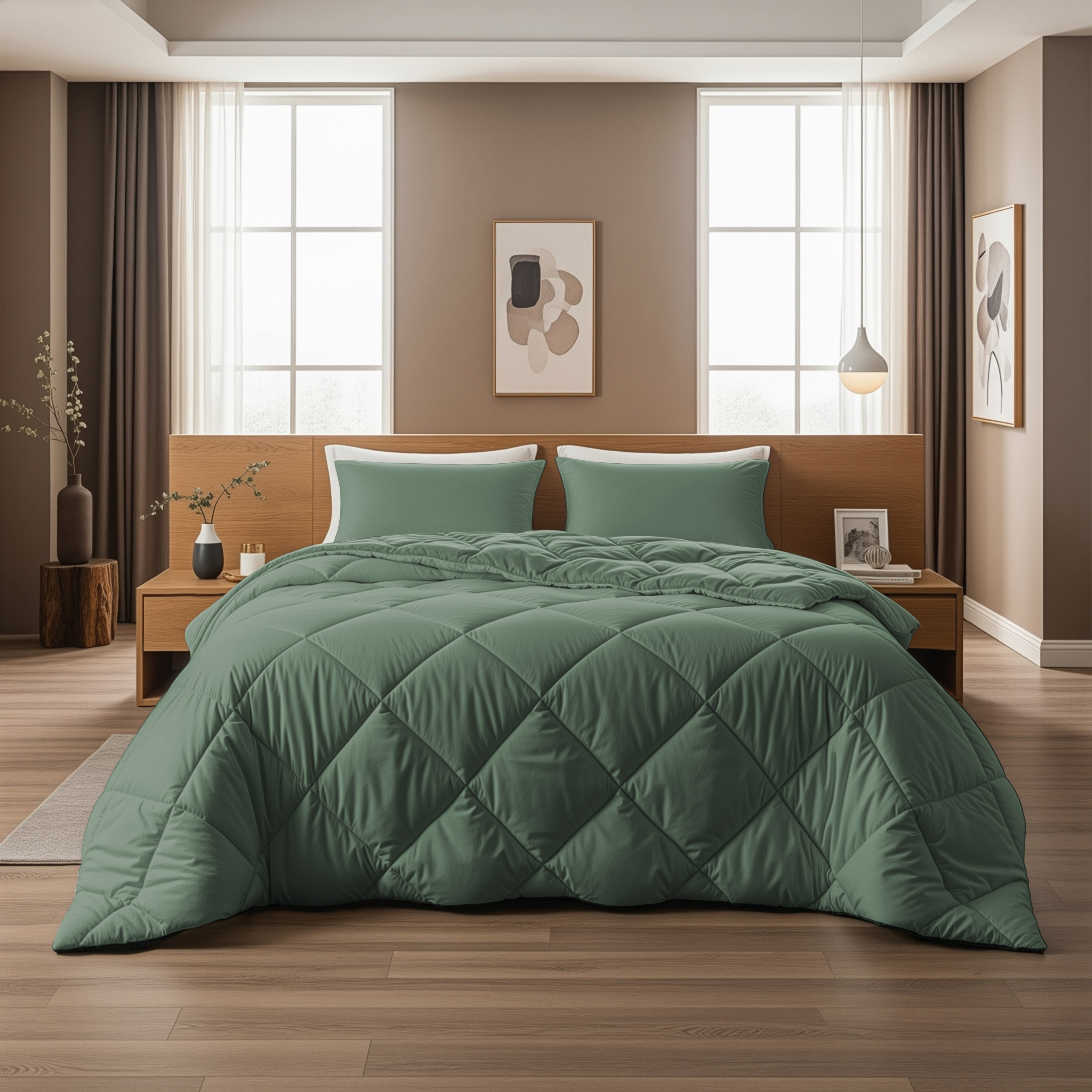 All-in-One Lazy Duvet Diamond Green - Duvet with pillowcases