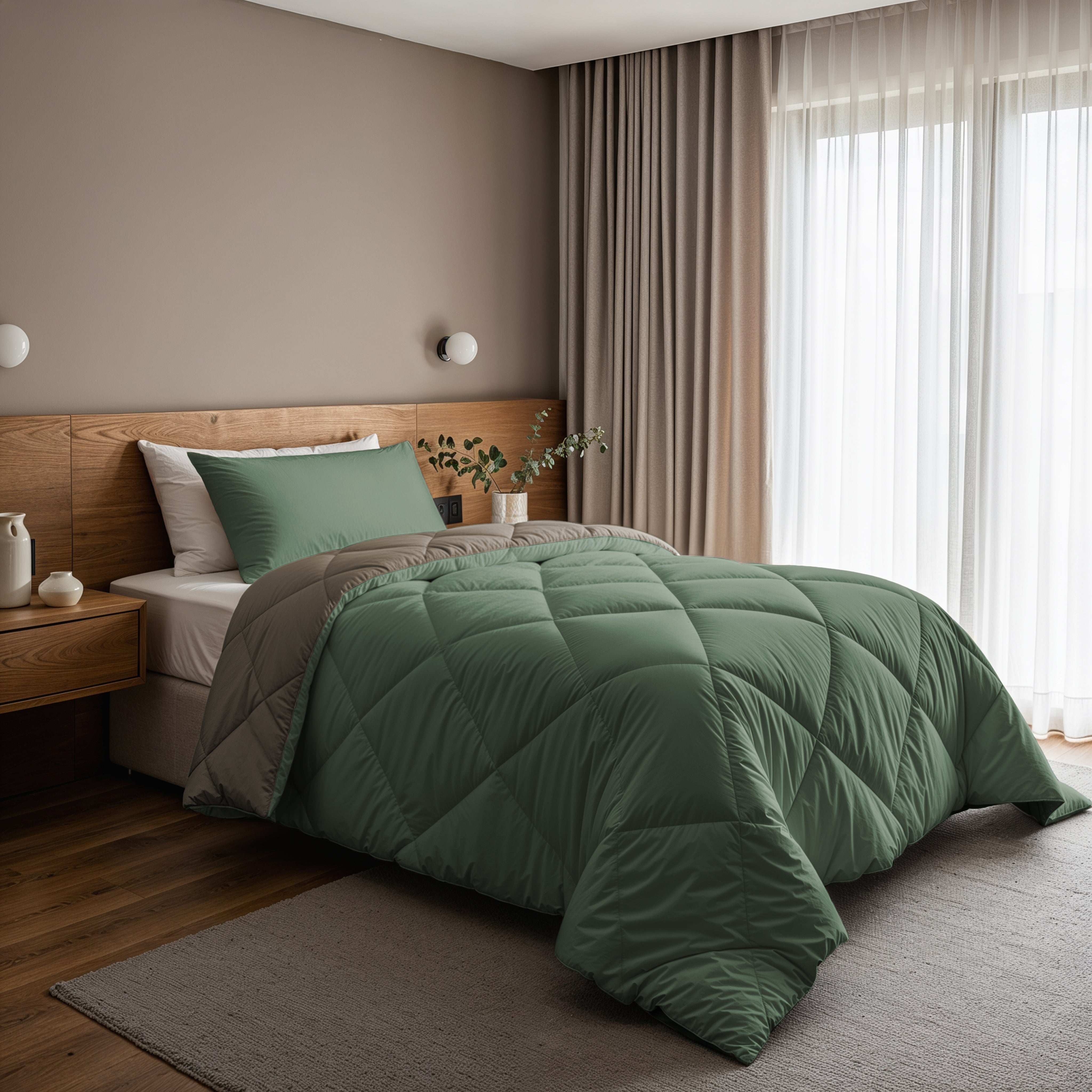 All-in-One Lazy Duvet Diamond Green/Khaki - Duvet with pillowcases