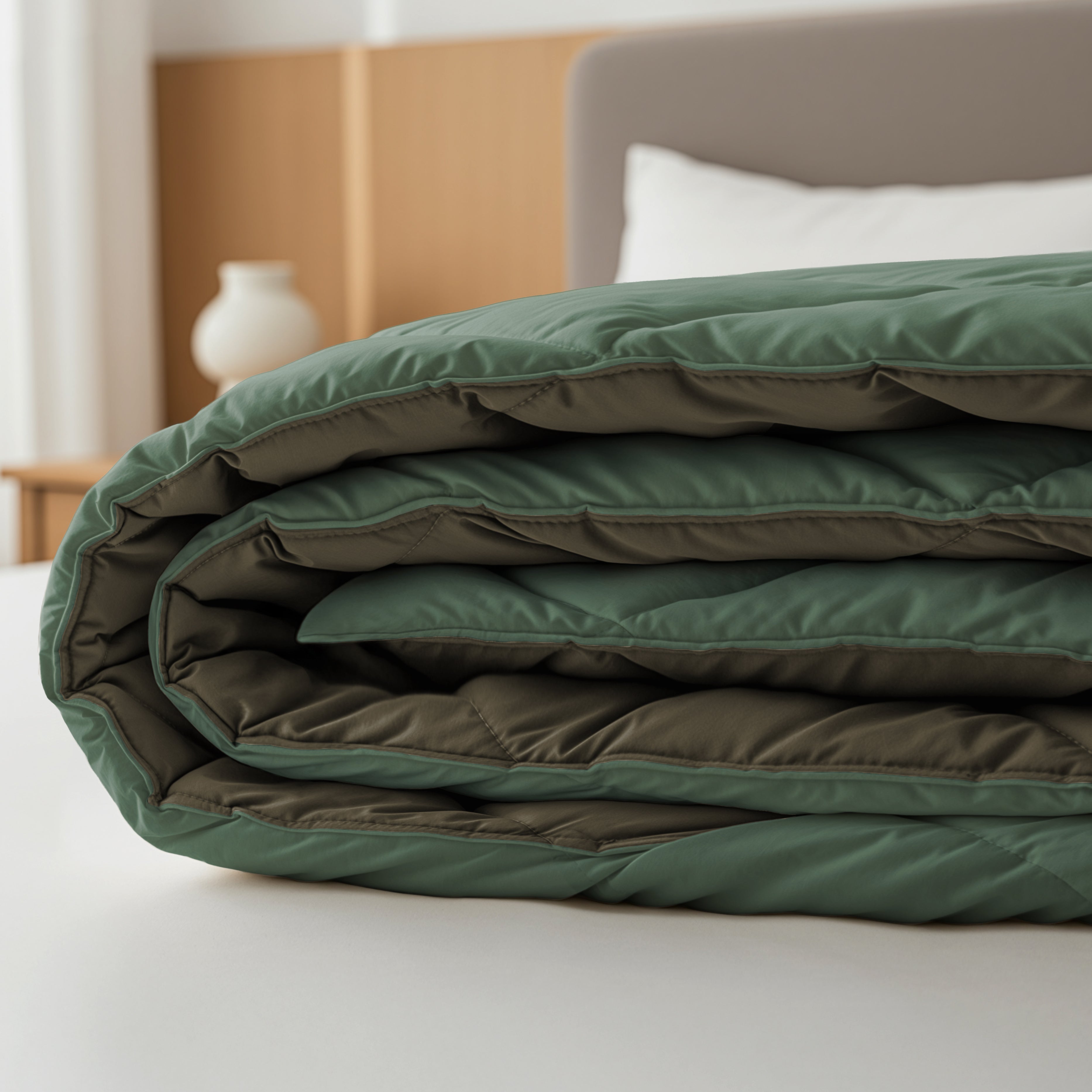 All-in-One Lazy Duvet Diamond Green/Khaki - Duvet with pillowcases
