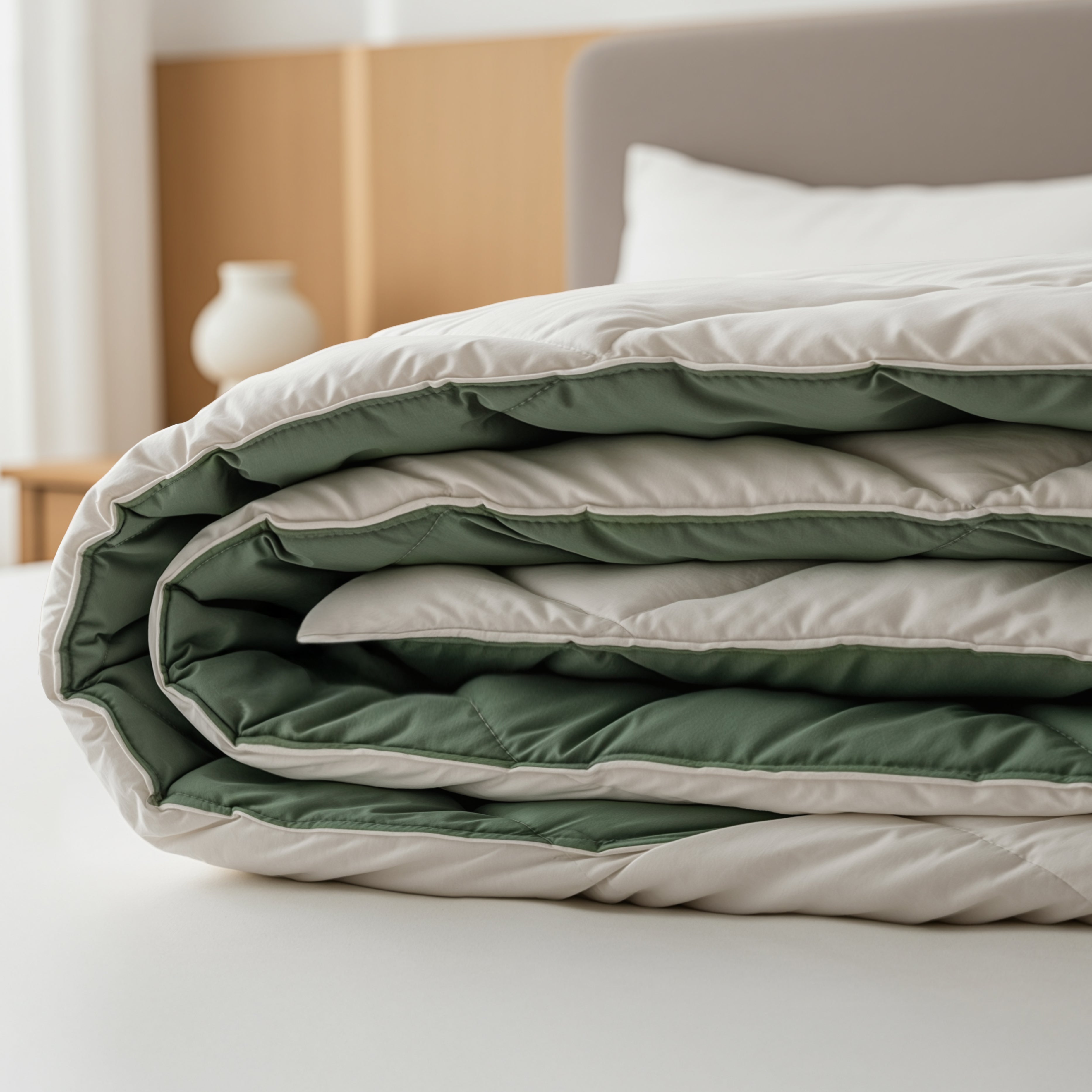 All-in-One Lazy Duvet Diamond Cream/Green - Duvet with pillowcases