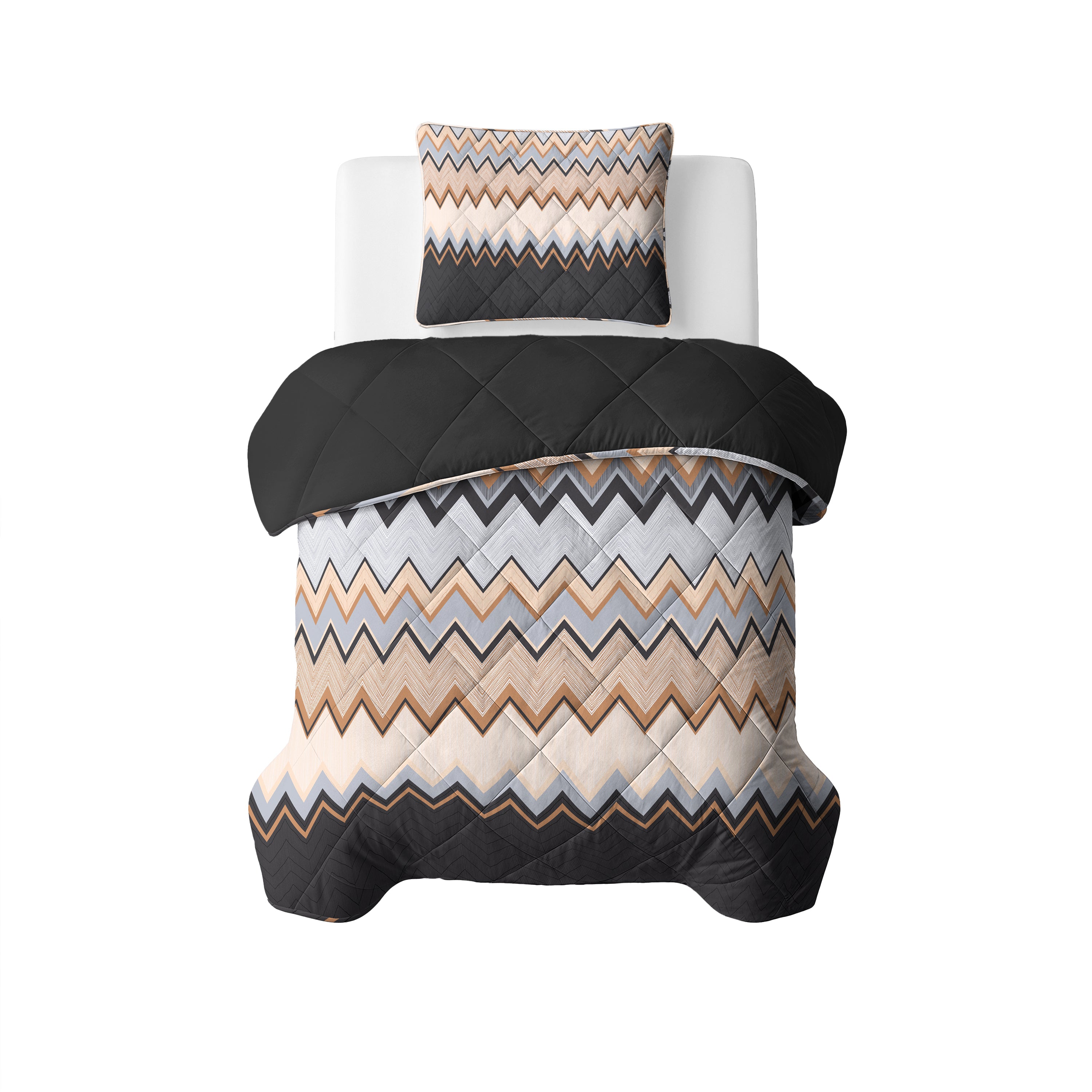 All-in One Lazy Dekbed Mikas Blauw/Zand - Dekbed met kussenslopen