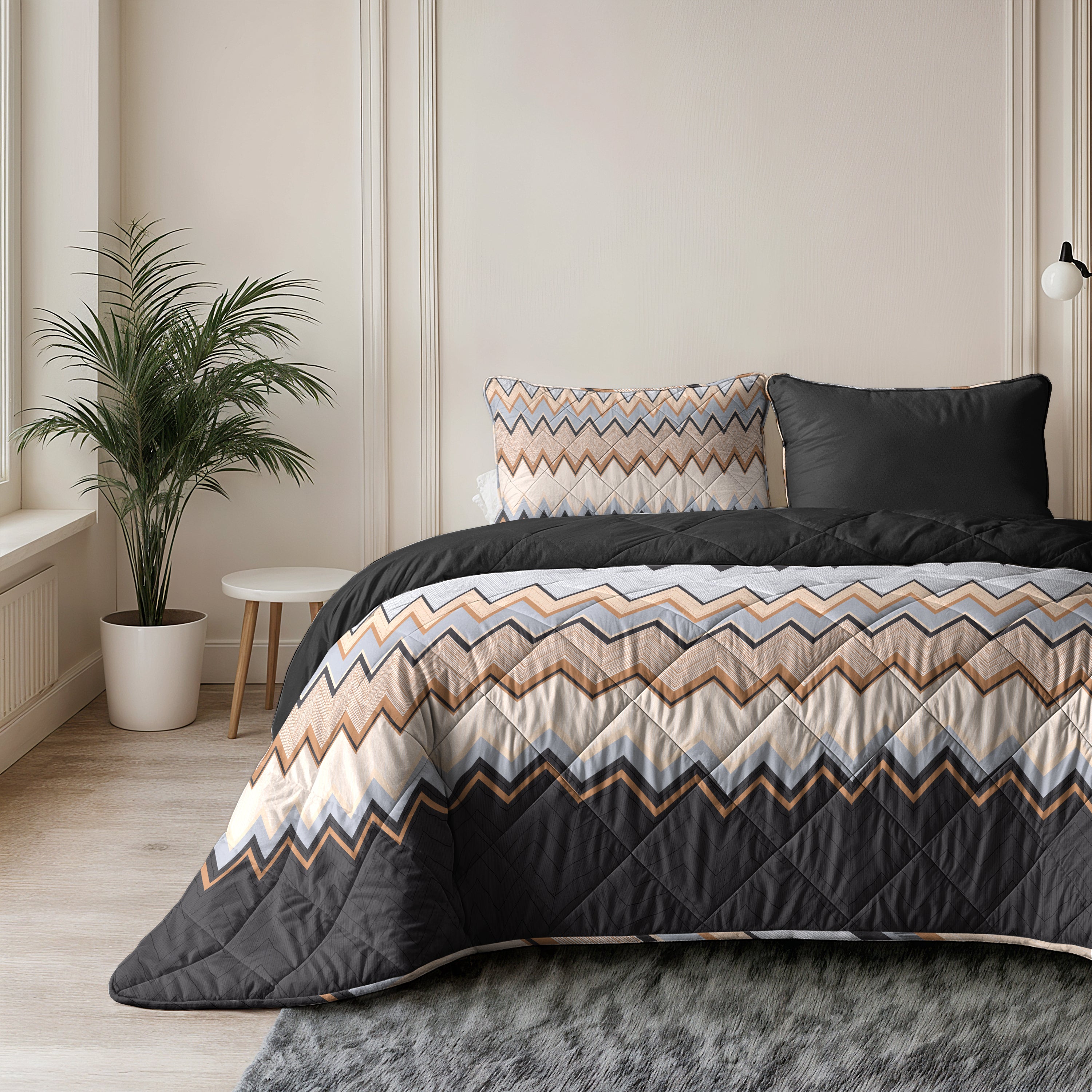 All-in One Lazy Dekbed Mikas Blauw/Zand - Dekbed met kussenslopen