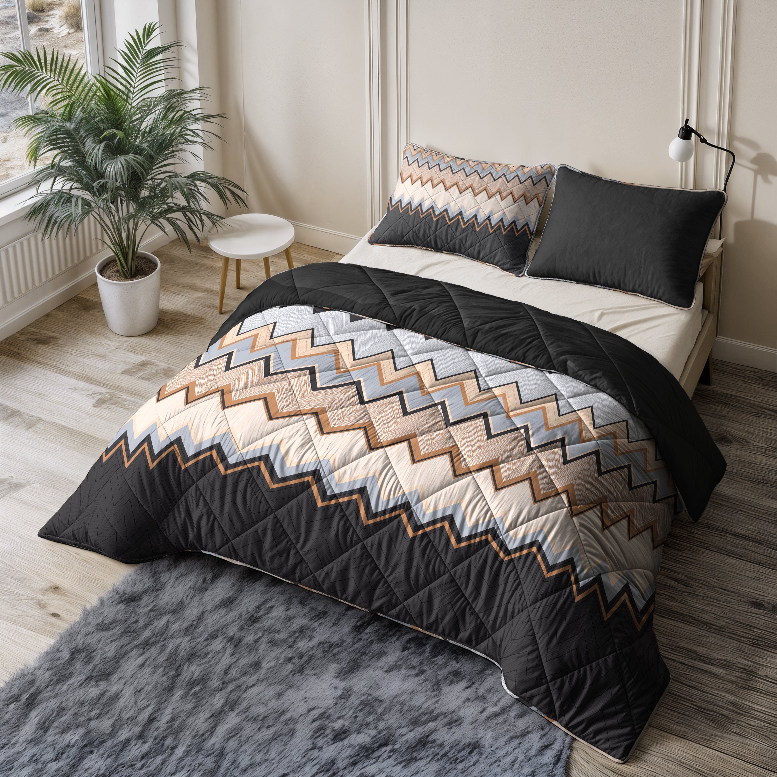 All-in One Lazy Dekbed Mikas Blauw/Zand - Dekbed met kussenslopen