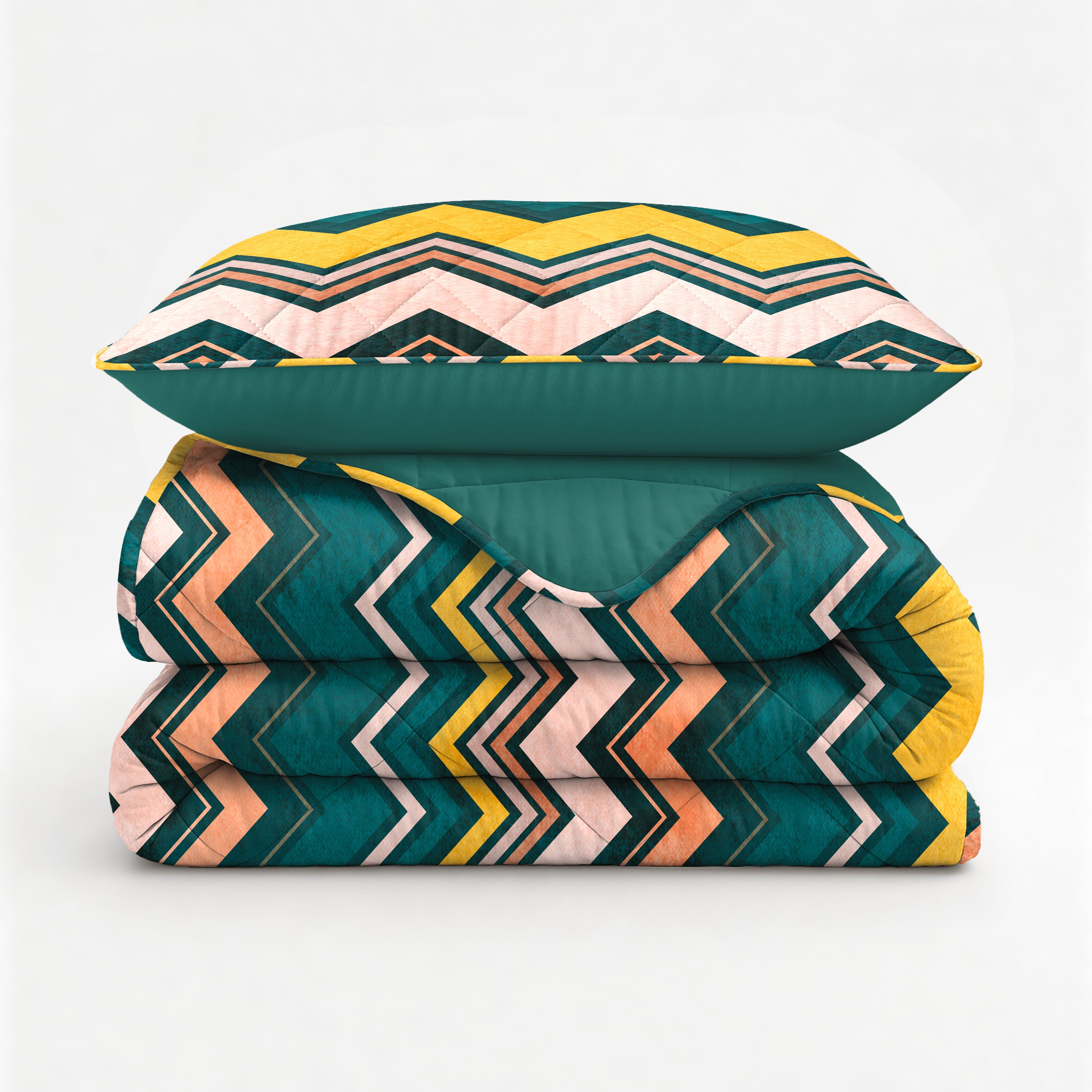 All-in One Lazy Dekbed Scala Donkergroen - Dekbed met kussenslopen