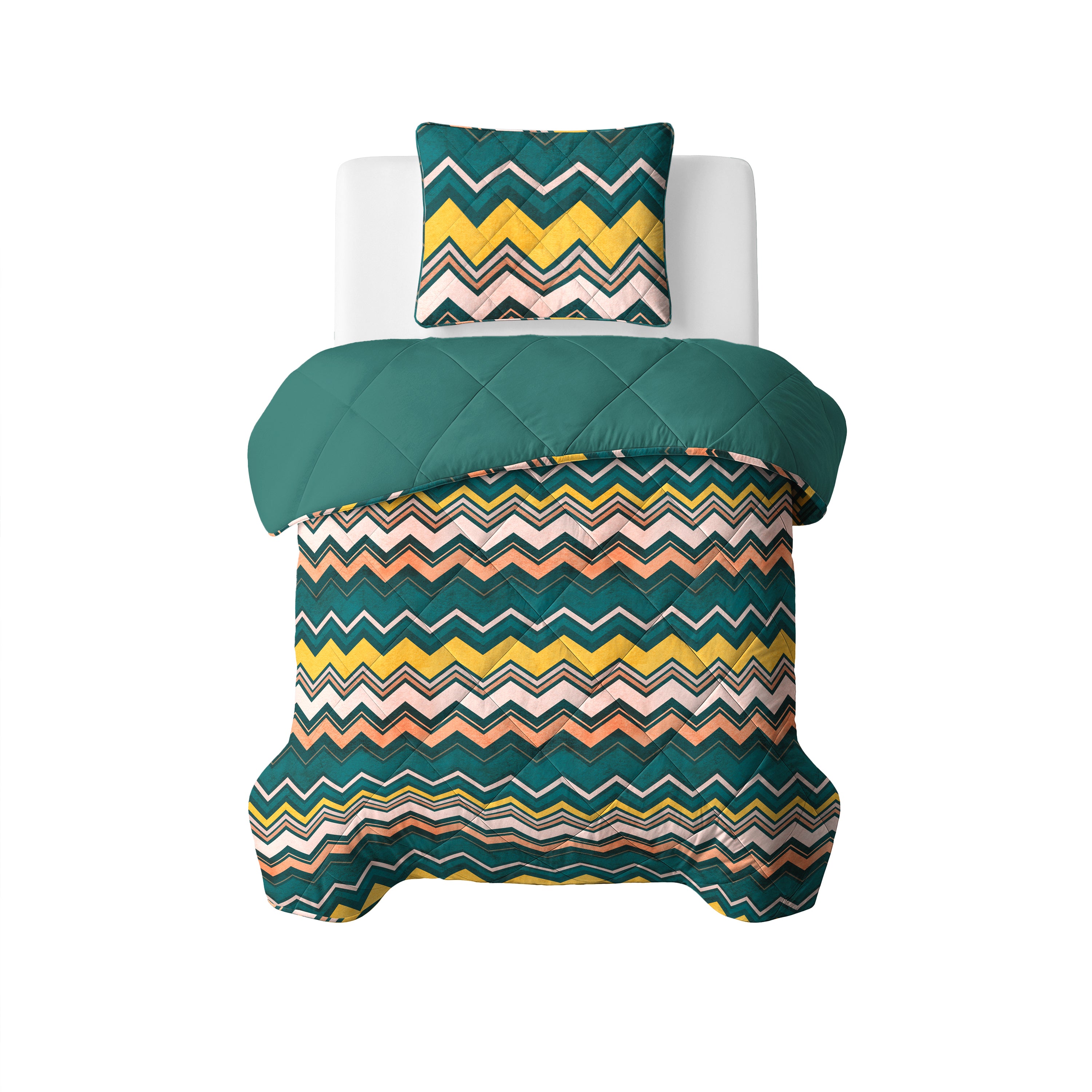 All-in One Lazy Dekbed Scala Donkergroen - Dekbed met kussenslopen