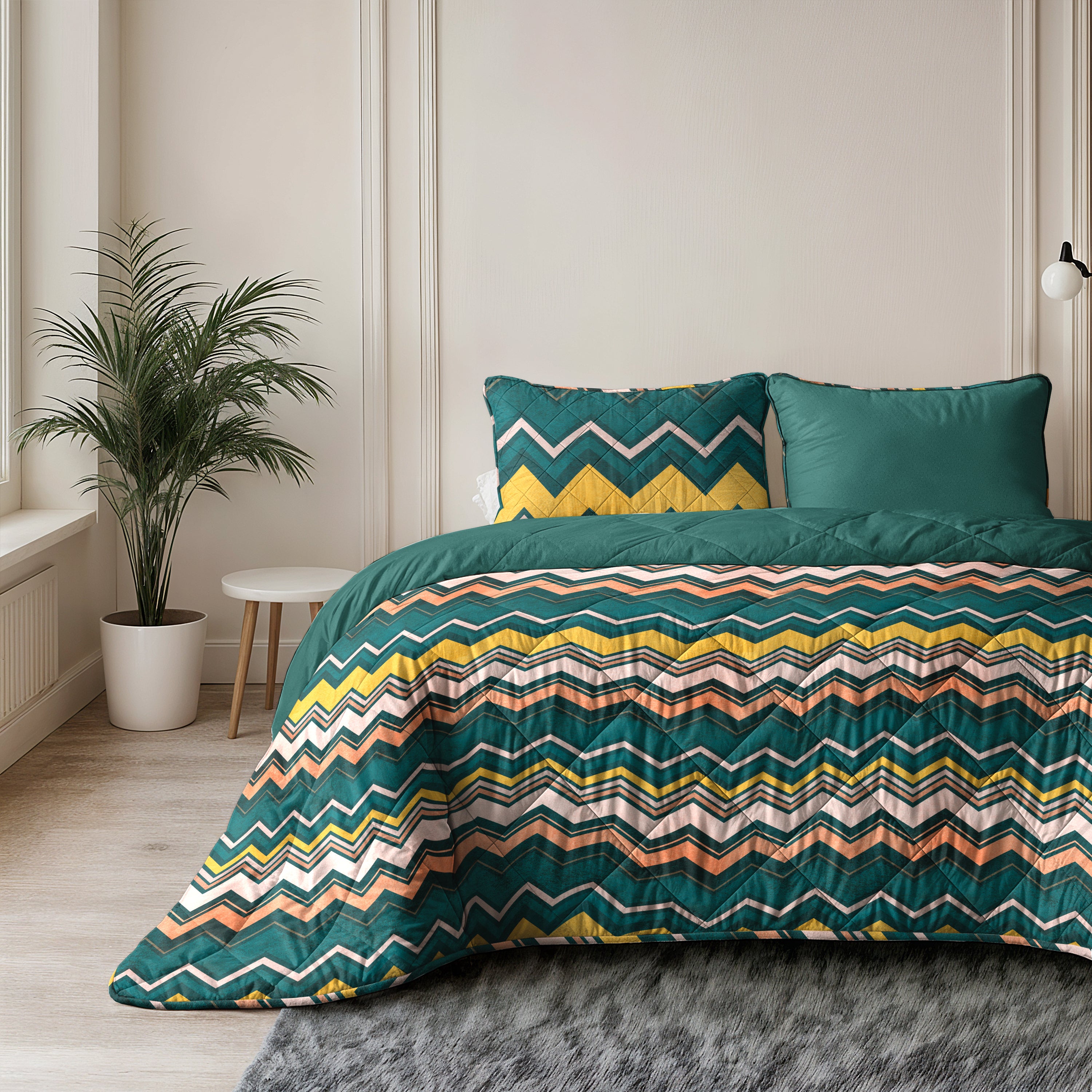 All-in One Lazy Dekbed Scala Donkergroen - Dekbed met kussenslopen