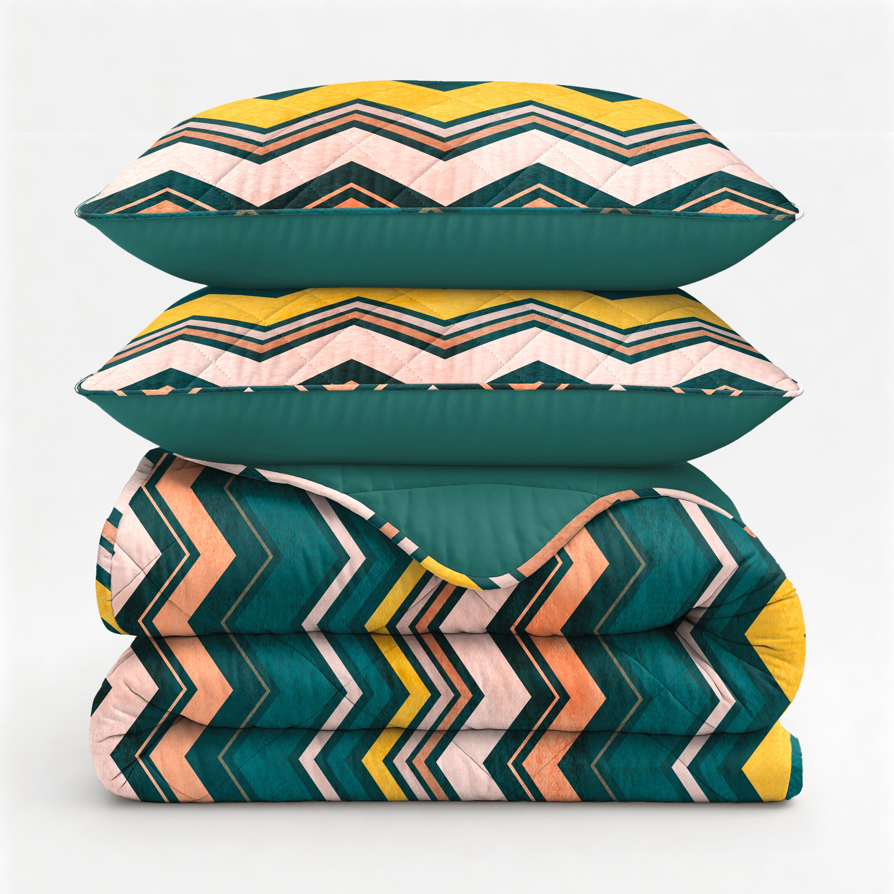 All-in One Lazy Dekbed Scala Donkergroen - Dekbed met kussenslopen