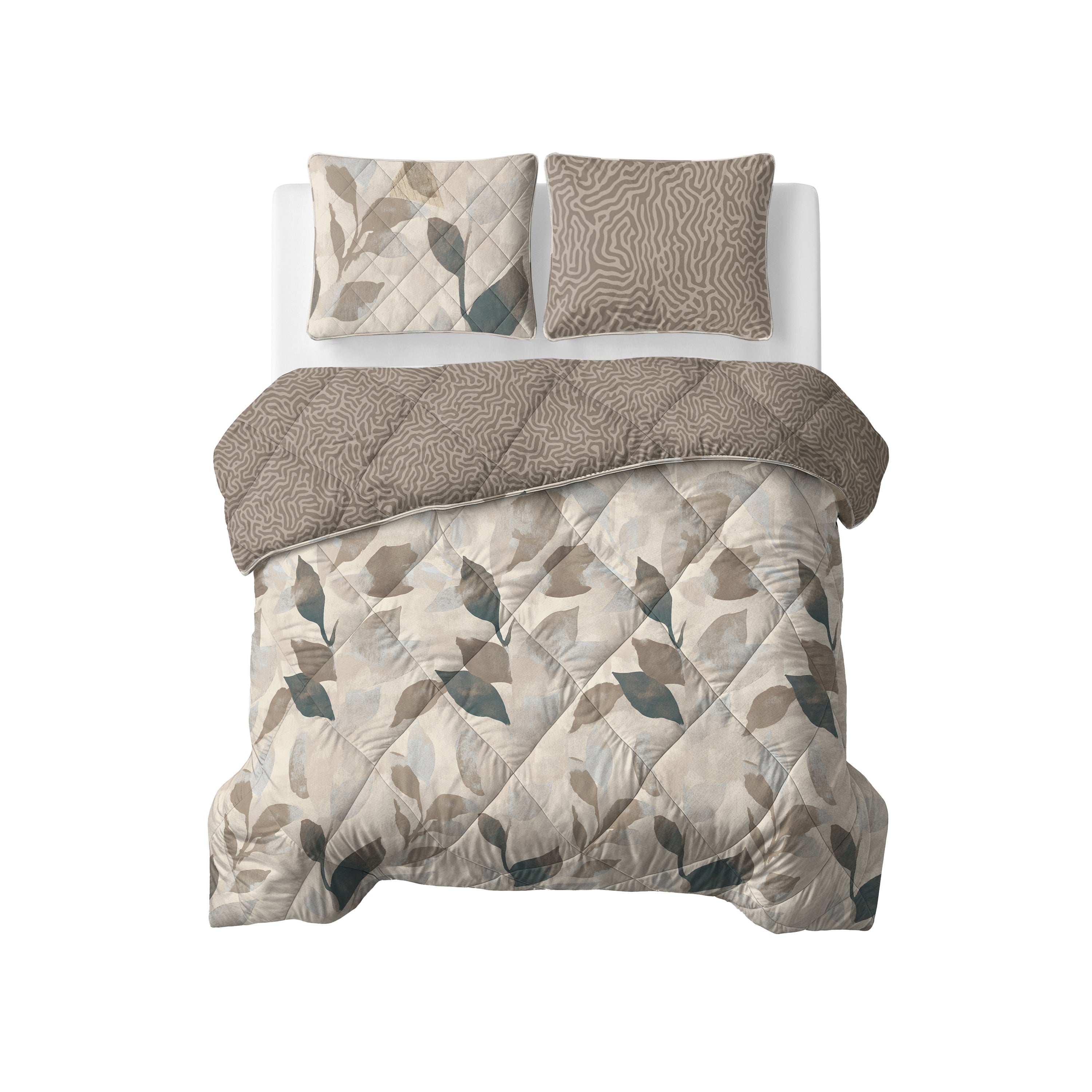 All-in One Lazy Dekbed Solitude Taupe - Dekbed met kussenslopen