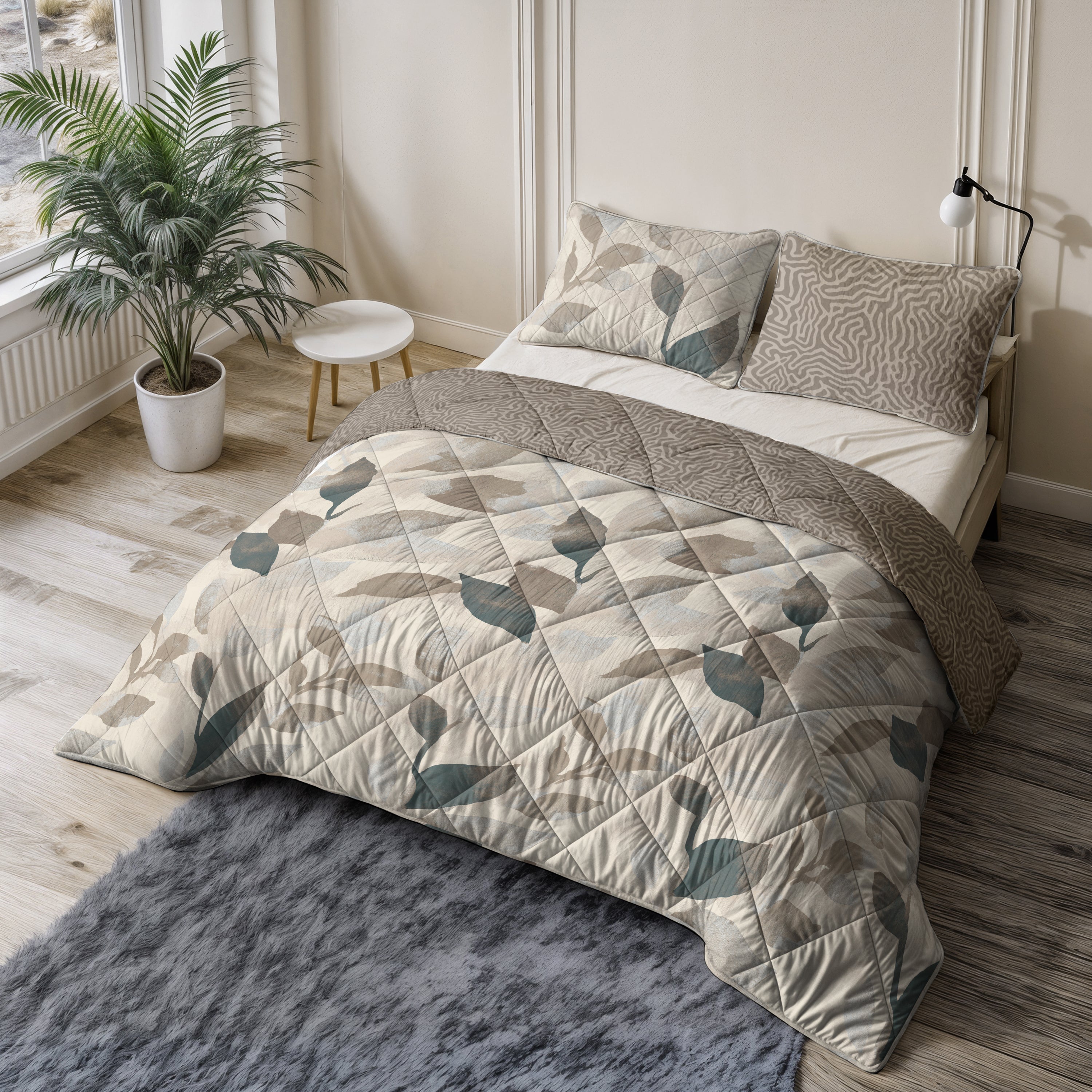 All-in One Lazy Dekbed Solitude Taupe - Dekbed met kussenslopen
