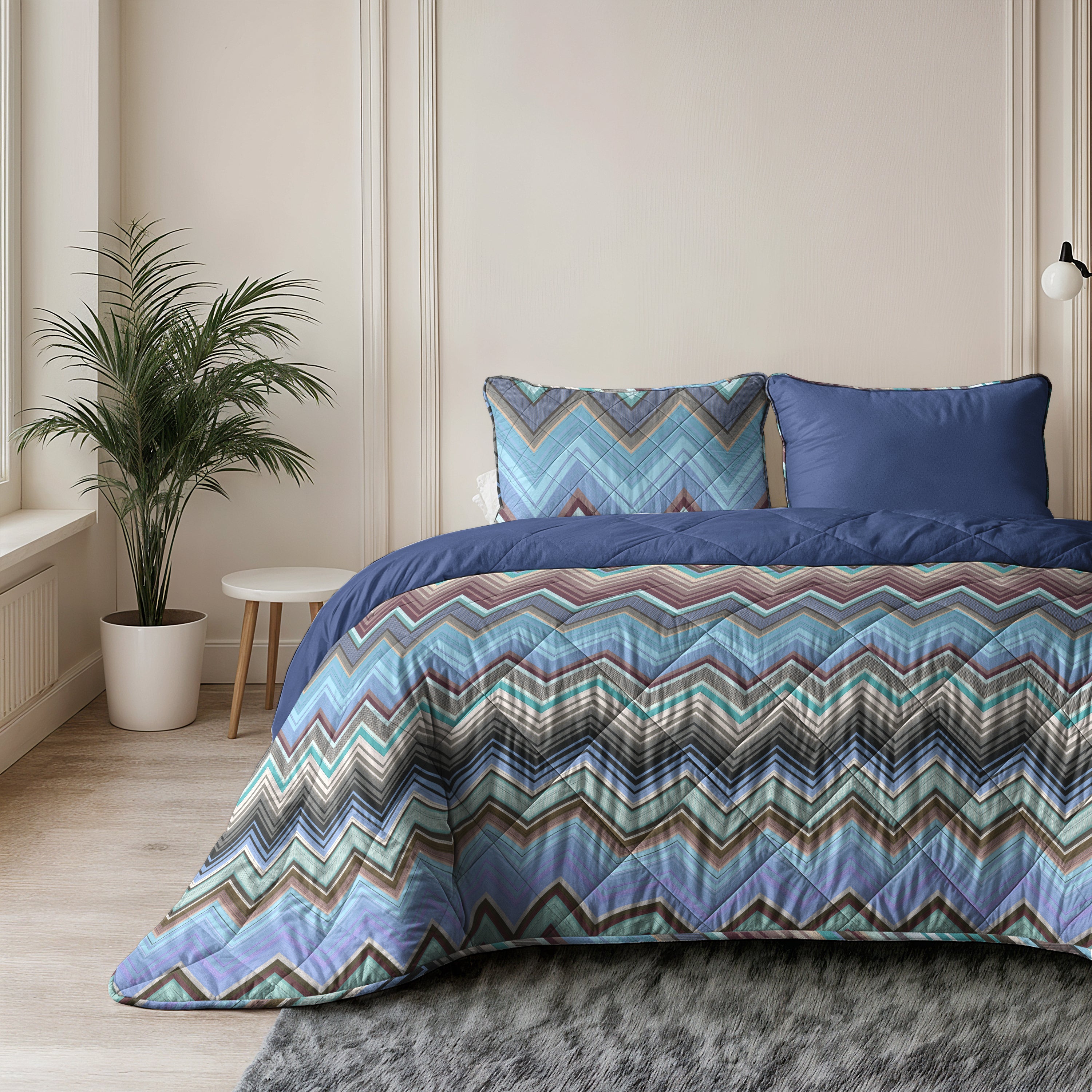 All-in One Lazy Dekbed Tilly Blauw - Dekbed met kussenslopen