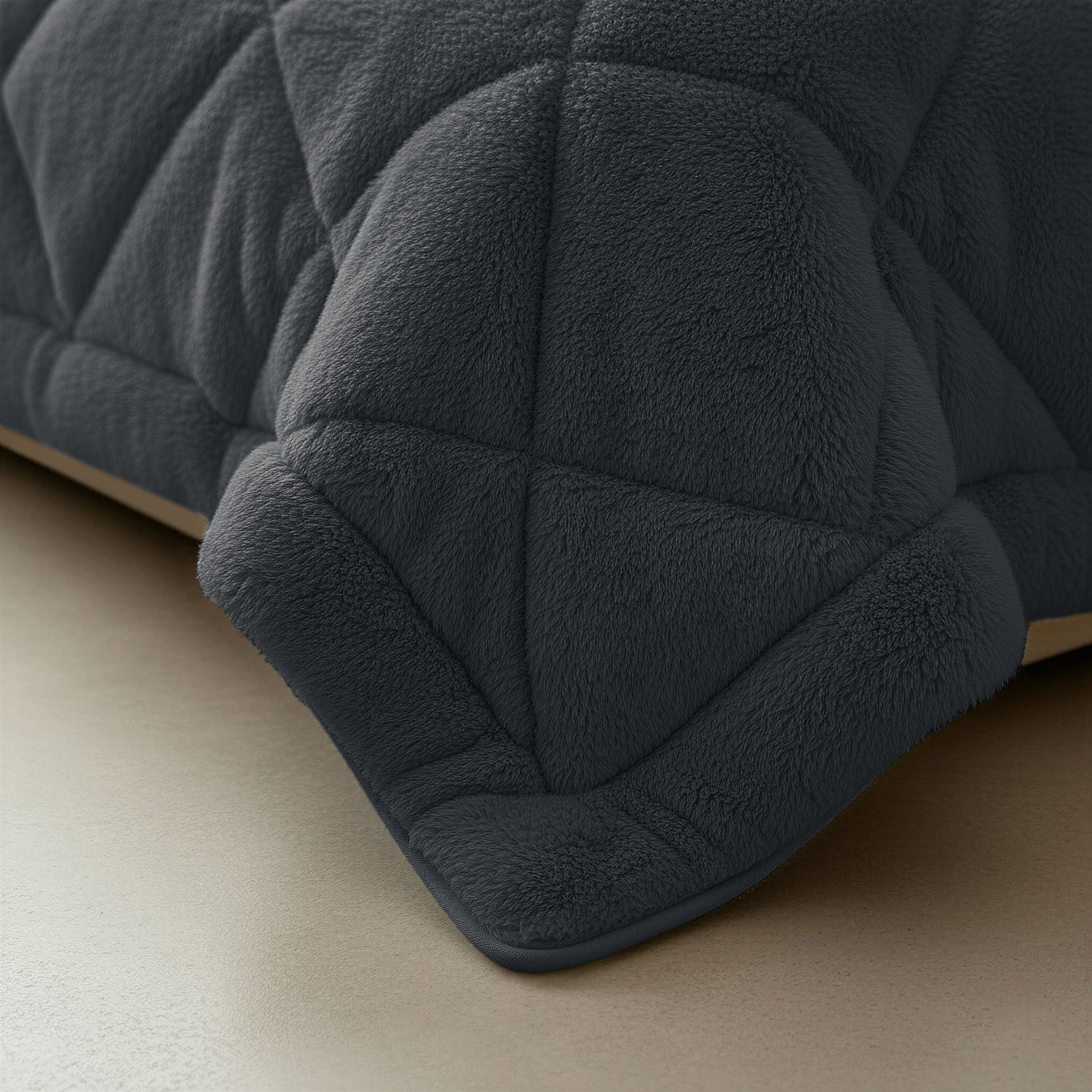 All-in One Lazy Faux Fur Dekbed Antraciet - Dekbed met kussenslopen