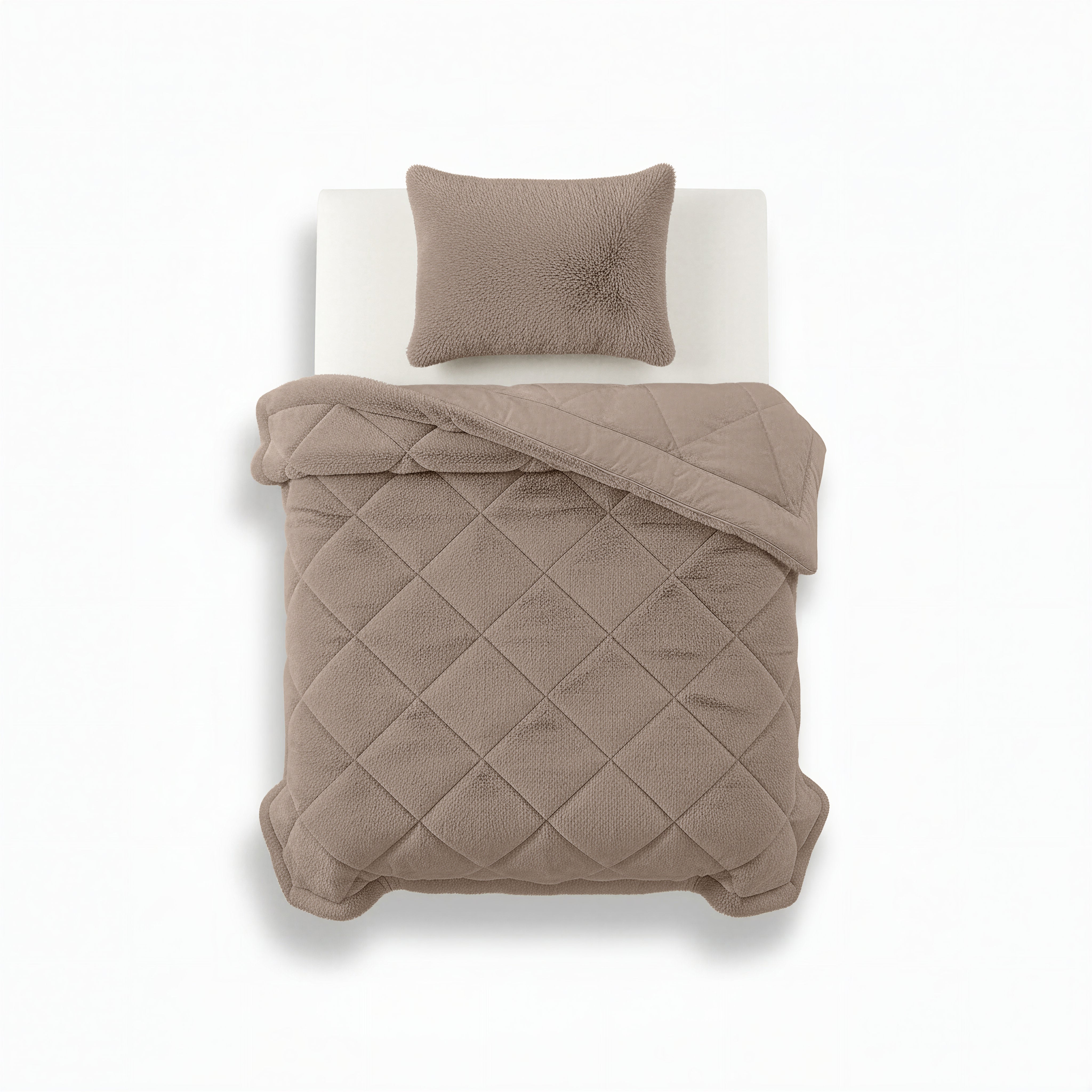 All-in One Lazy Faux Fur Dekbed Taupe - Dekbed met kussenslopen
