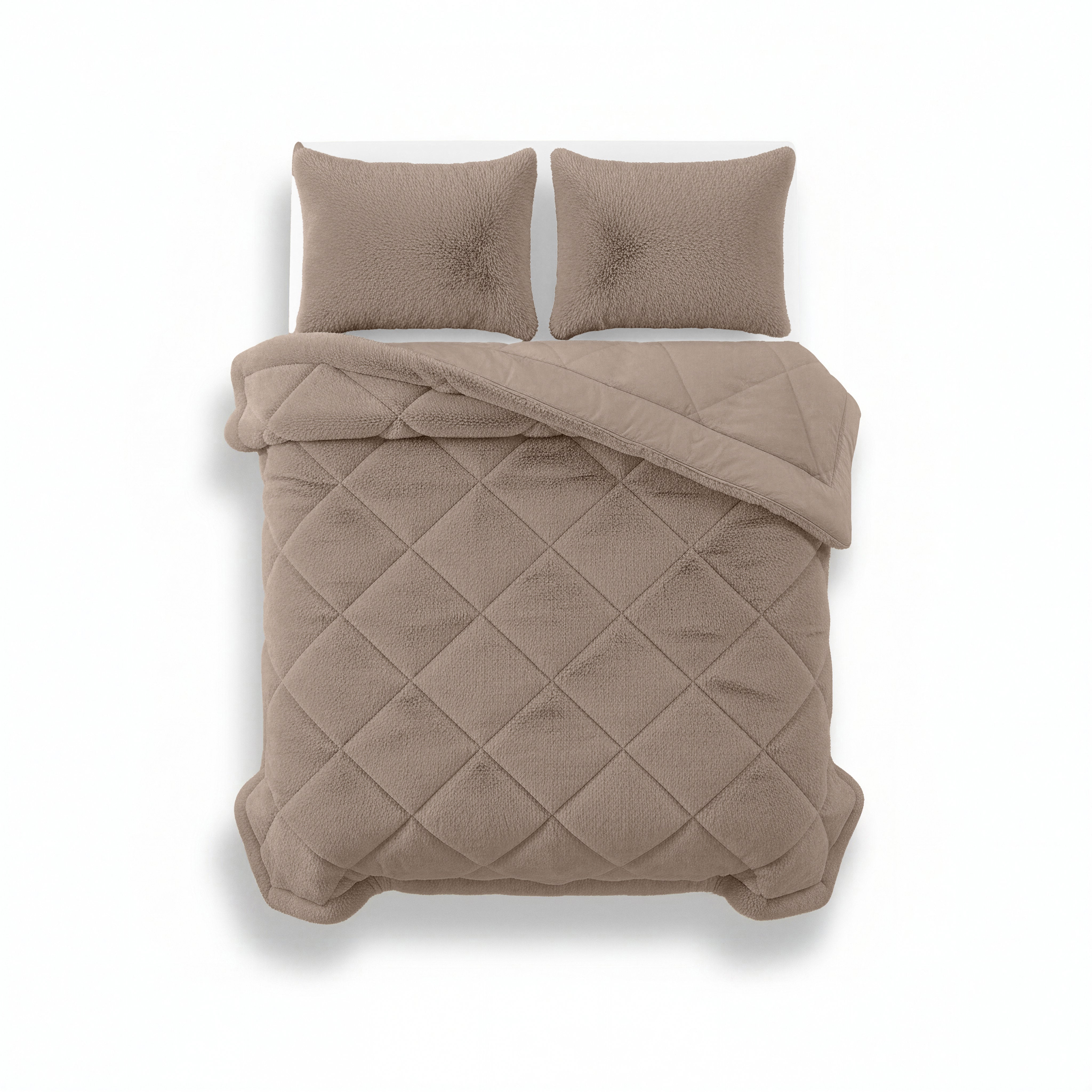 All-in One Lazy Faux Fur Dekbed Taupe - Dekbed met kussenslopen
