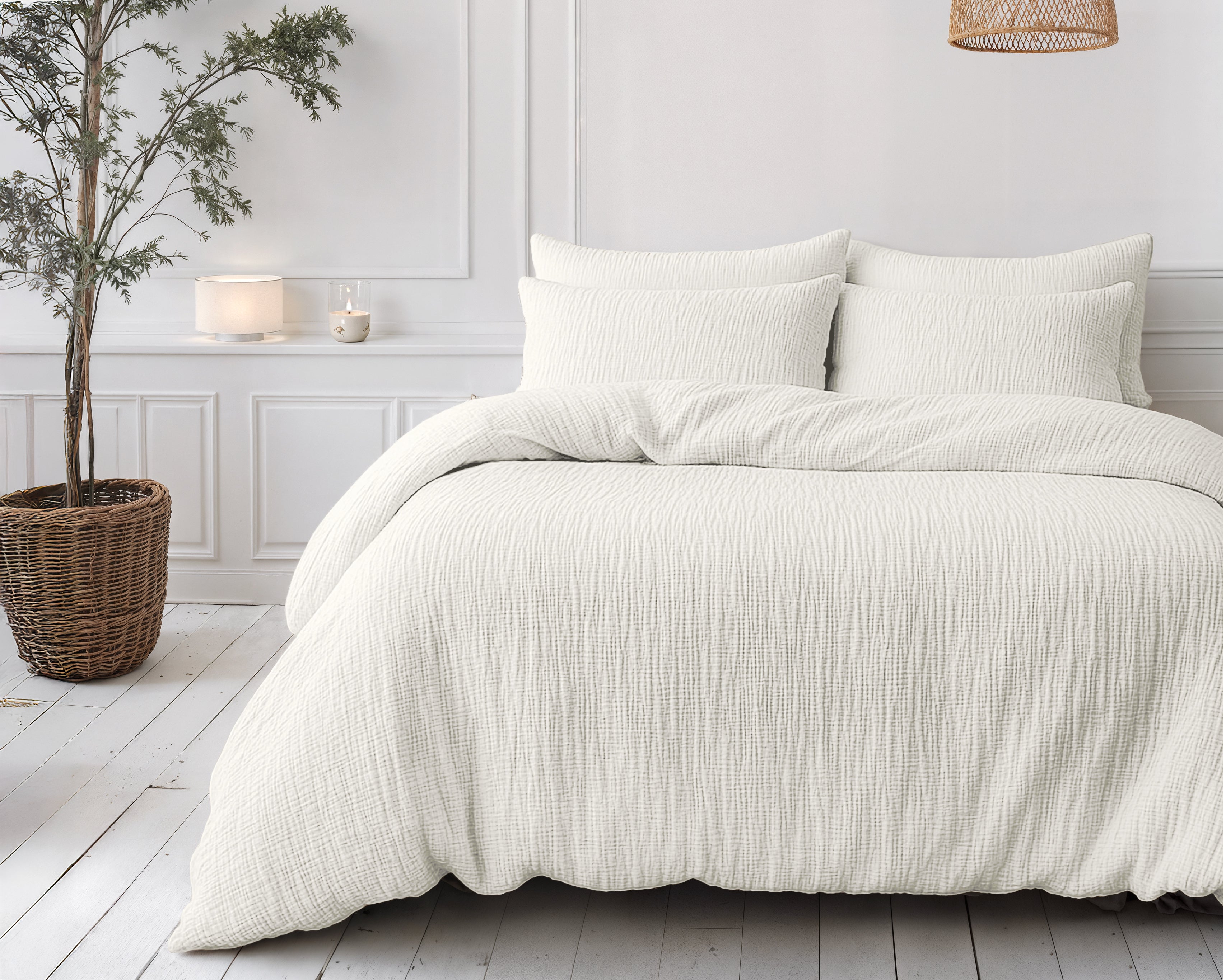 All-in One Lazy Mousseline Dekbed Beige - Dekbed met kussenslopen