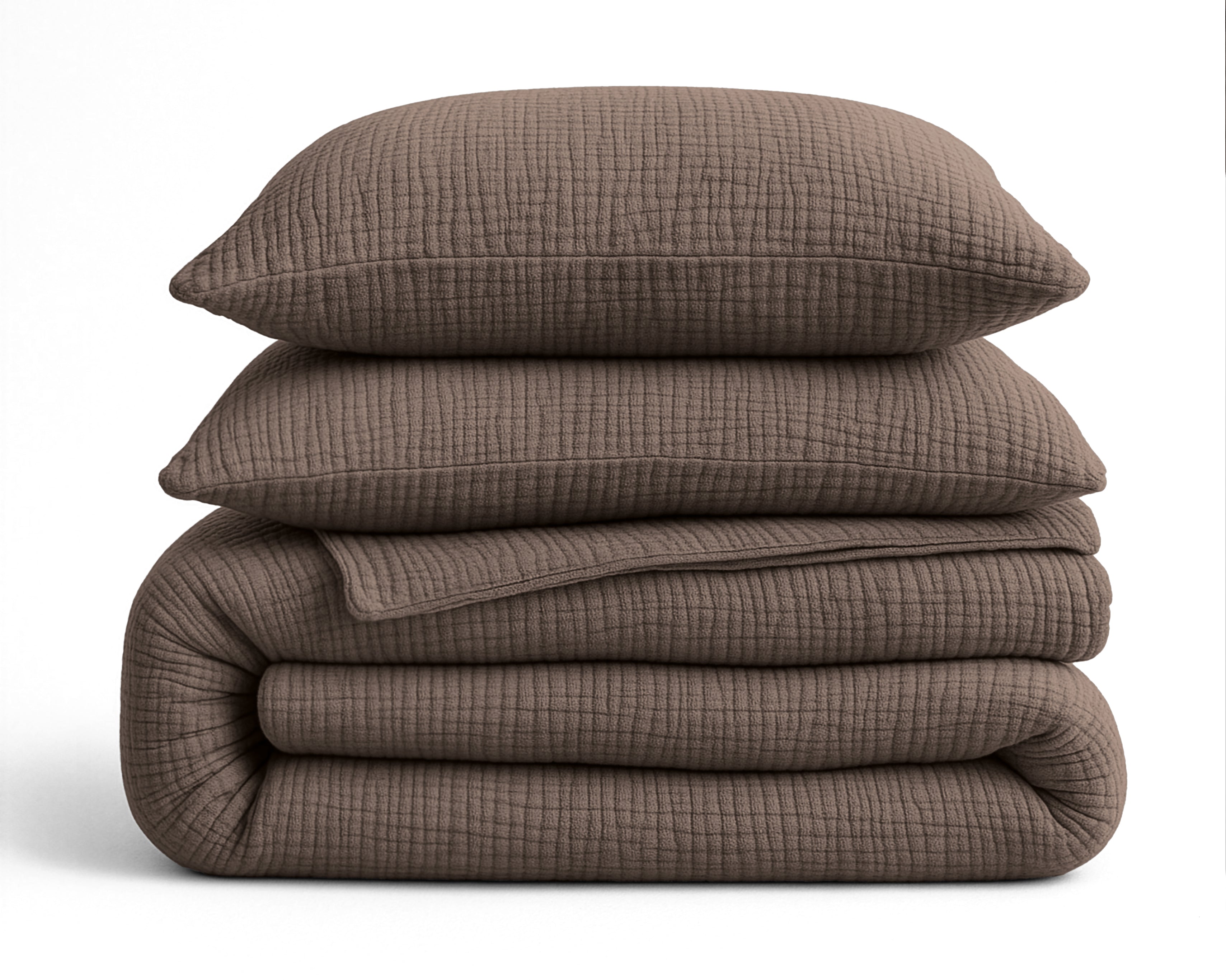 All-in One Lazy Mousseline Dekbed Dark Taupe - Dekbed met kussenslopen