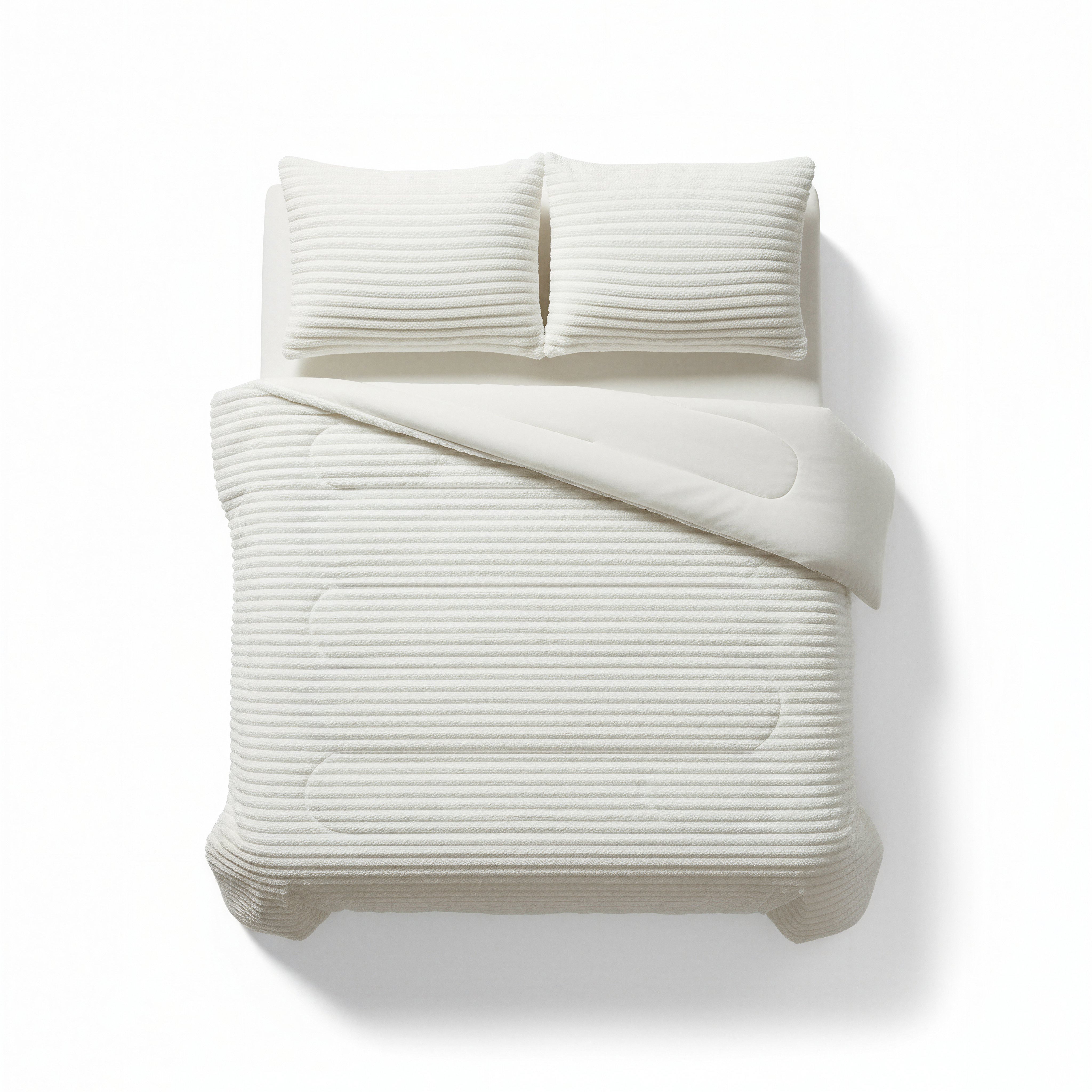 All-in One Lazy Rib Flanel Dekbed Beige - Dekbed met kussenslopen