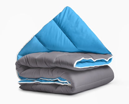 All-in one lazy dekbed Antraciet/Blauw - Dekbed en overtrek in 1 - Lichtgewicht - Trendy kleuren