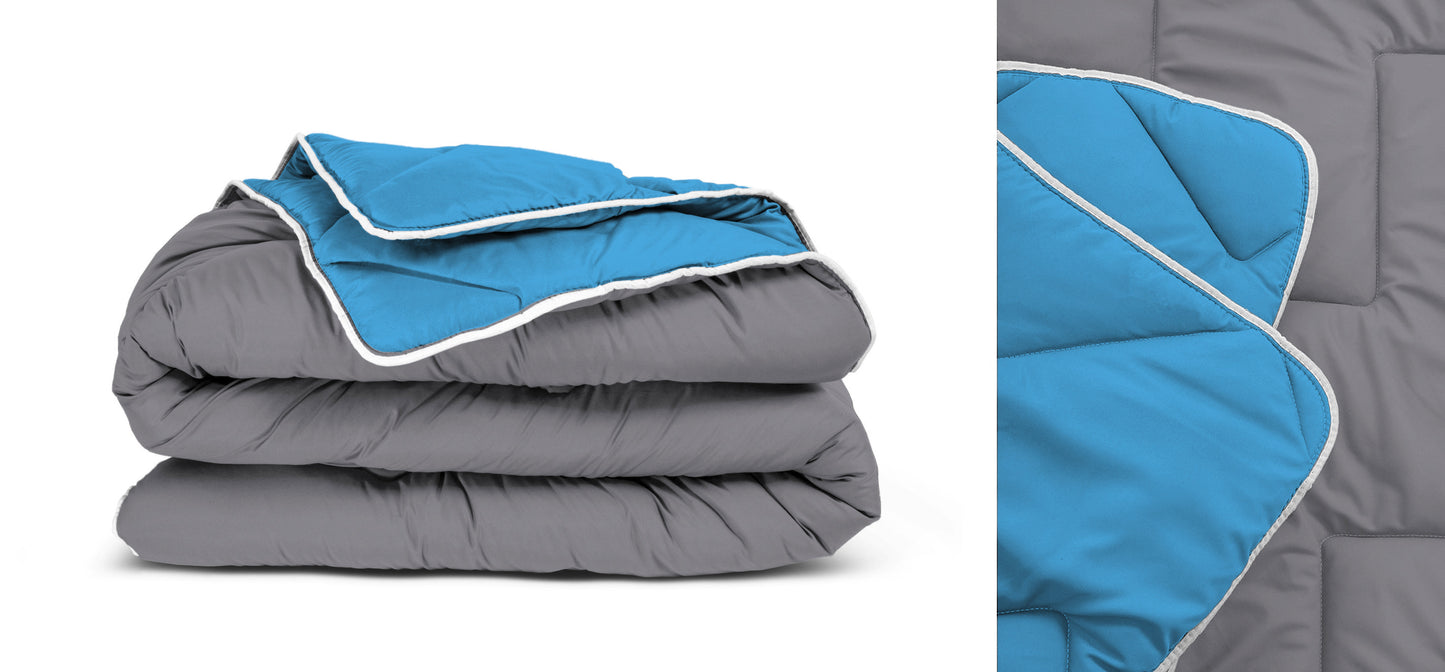 All-in one lazy dekbed Antraciet/Blauw - Dekbed en overtrek in 1 - Lichtgewicht - Trendy kleuren