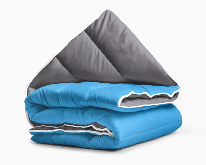 All-in one lazy dekbed Antraciet/Blauw - Dekbed en overtrek in 1 - Lichtgewicht - Trendy kleuren