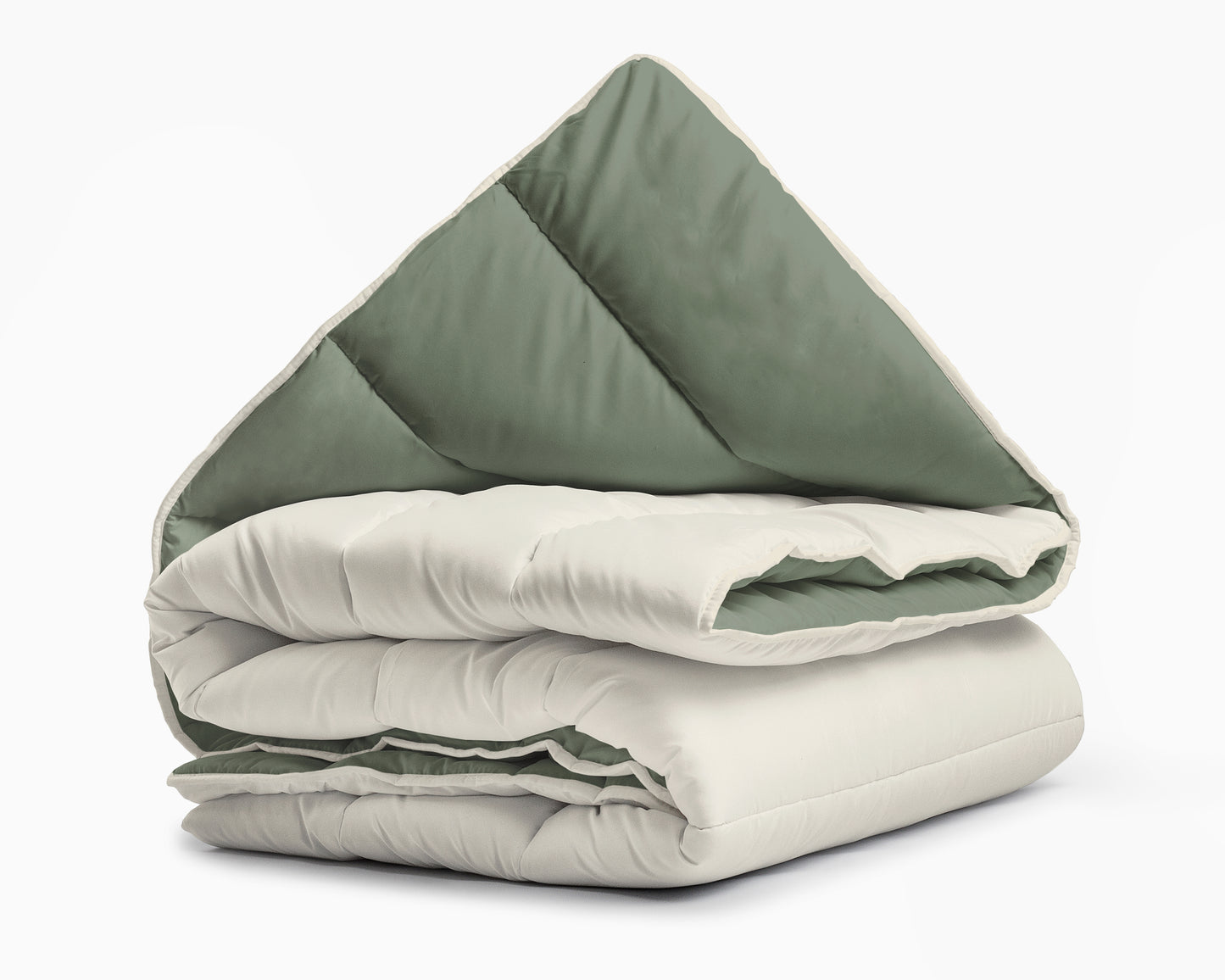 All-in one lazy dekbed Creme/Groen - Dekbed en overtrek in 1 - Lichtgewicht - Trendy kleuren