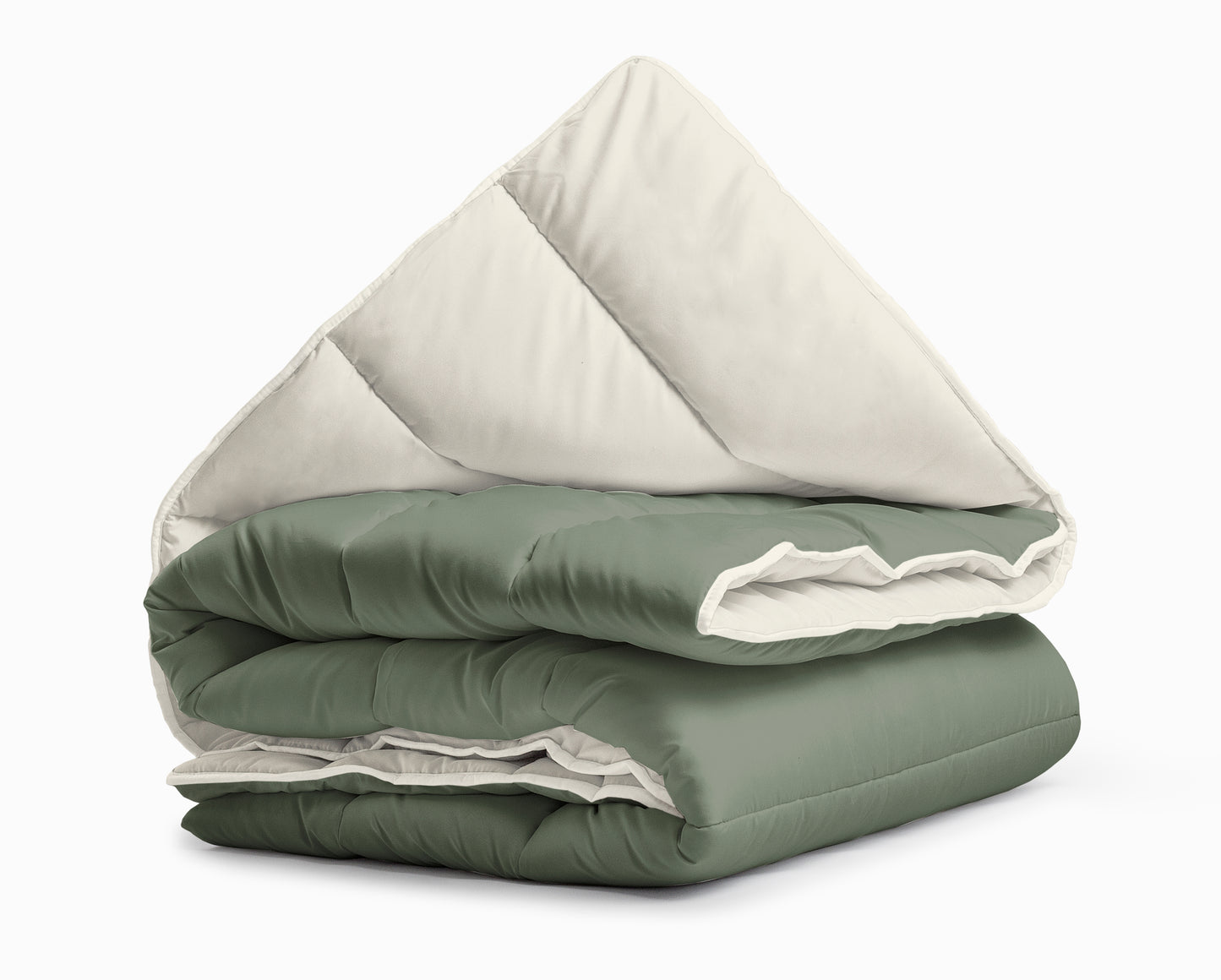 All-in one lazy dekbed Creme/Groen - Dekbed en overtrek in 1 - Lichtgewicht - Trendy kleuren