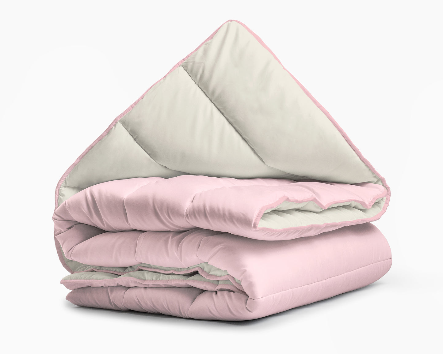 All-in one lazy dekbed Creme/Roze - Dekbed en overtrek in 1 - Lichtgewicht - Trendy kleuren