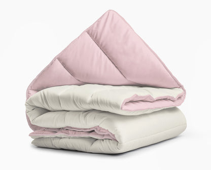 All-in one lazy dekbed Creme/Roze - Dekbed en overtrek in 1 - Lichtgewicht - Trendy kleuren