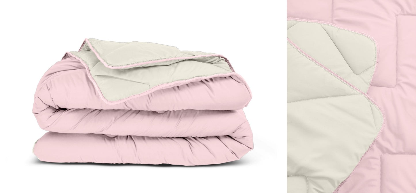 All-in one lazy dekbed Creme/Roze - Dekbed en overtrek in 1 - Lichtgewicht - Trendy kleuren