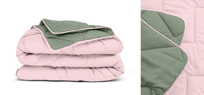 All-in one lazy dekbed Groen/Roze - Dekbed en overtrek in 1 - Lichtgewicht - Trendy kleuren