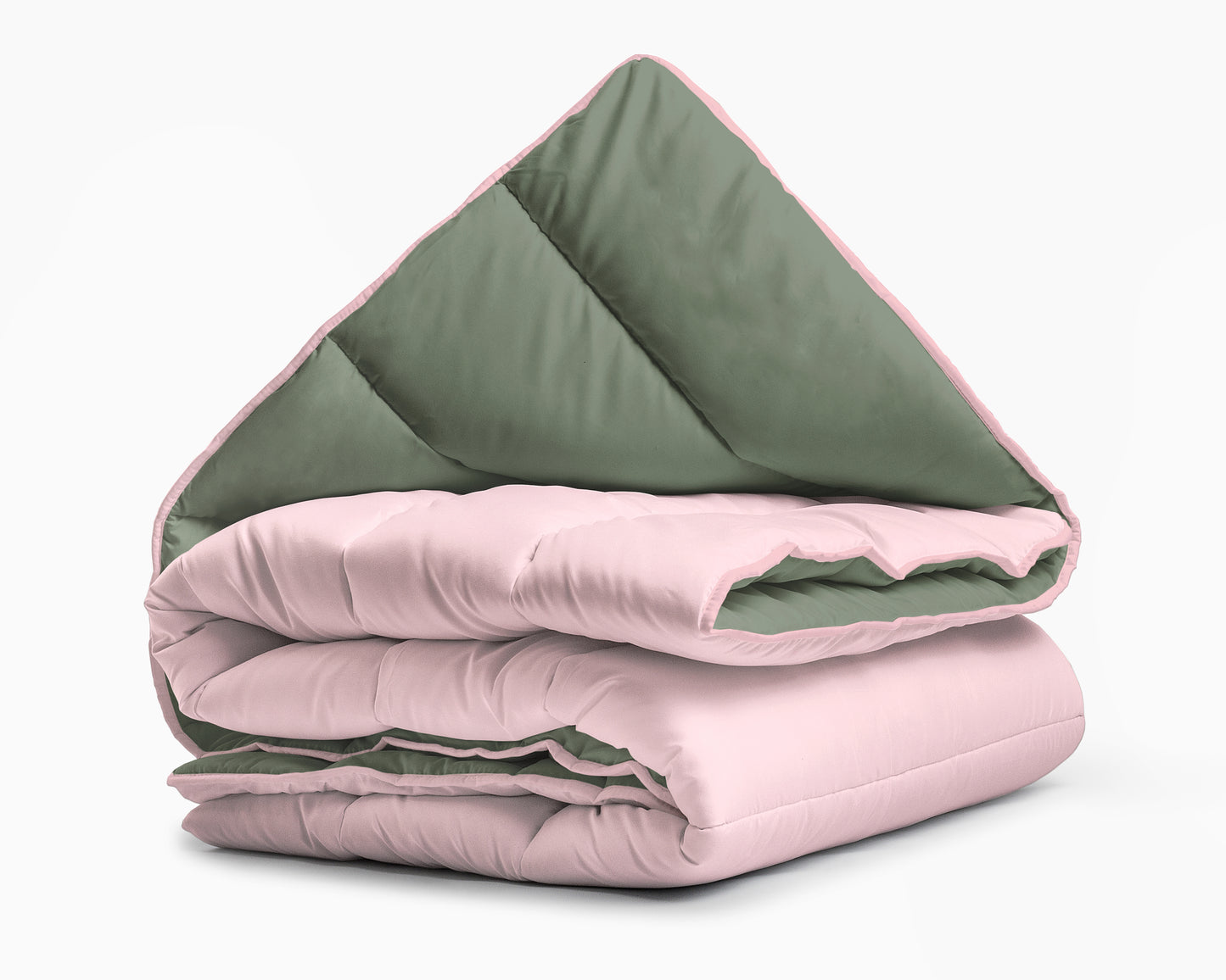 All-in one lazy dekbed Groen/Roze - Dekbed en overtrek in 1 - Lichtgewicht - Trendy kleuren