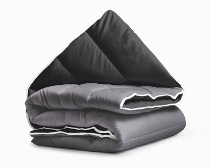 All-in one lazy dekbed Zwart/Antraciet - Dekbed en overtrek in 1 - Lichtgewicht - Trendy kleuren