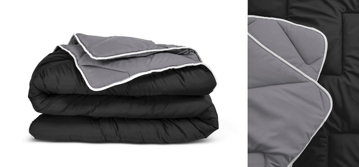 All-in one lazy dekbed Zwart/Antraciet - Dekbed en overtrek in 1 - Lichtgewicht - Trendy kleuren