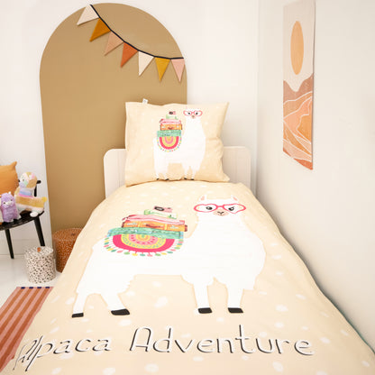 Alpaca Adventure Dekbedovertrek Zand - Ránforce katoen - Makkelijk wasbaar - Verpakt in bruikbare tas