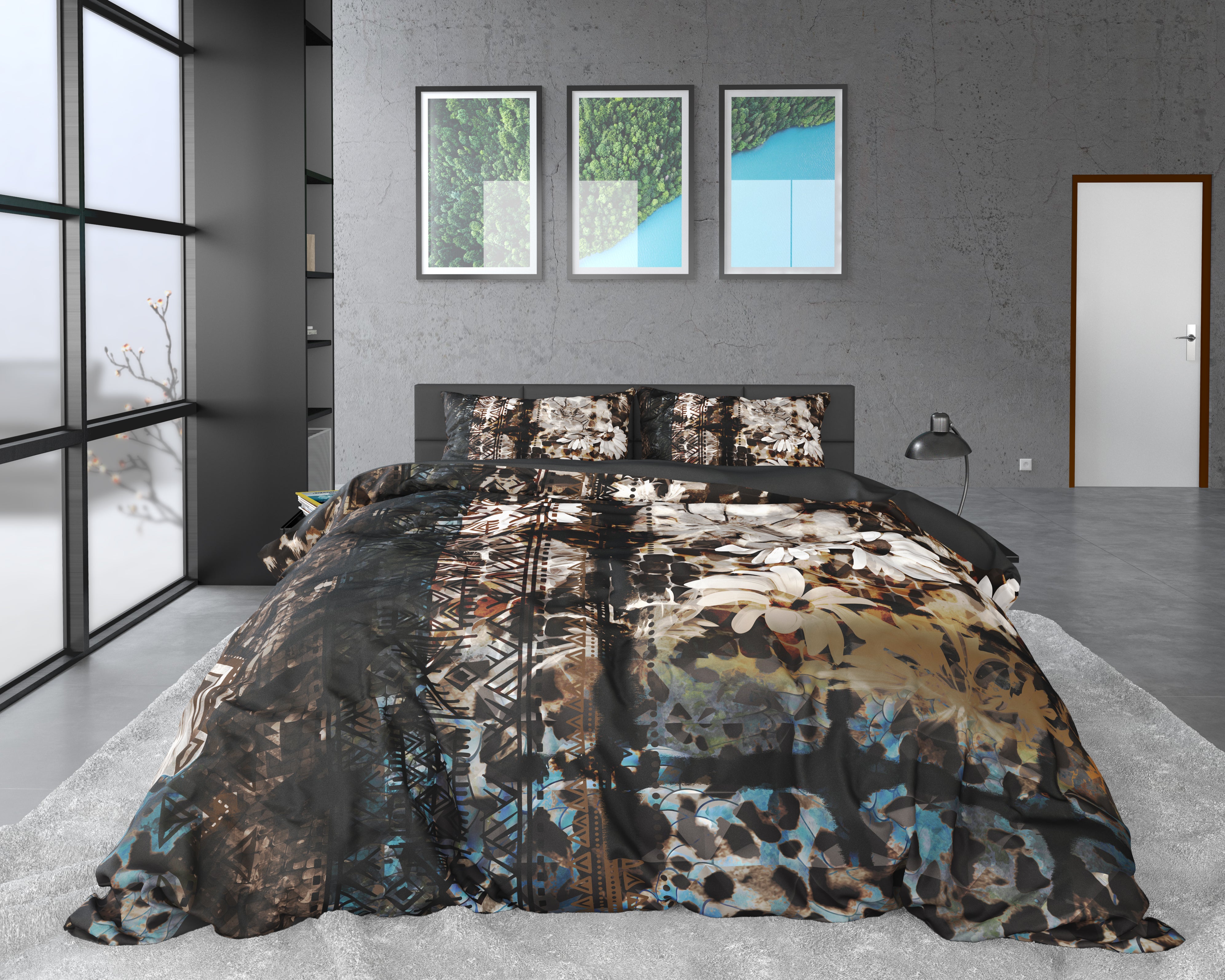 Aluna Multi Dekbedovertrek - Luxe Satijn - Hoge kwaliteit - Trendy prints