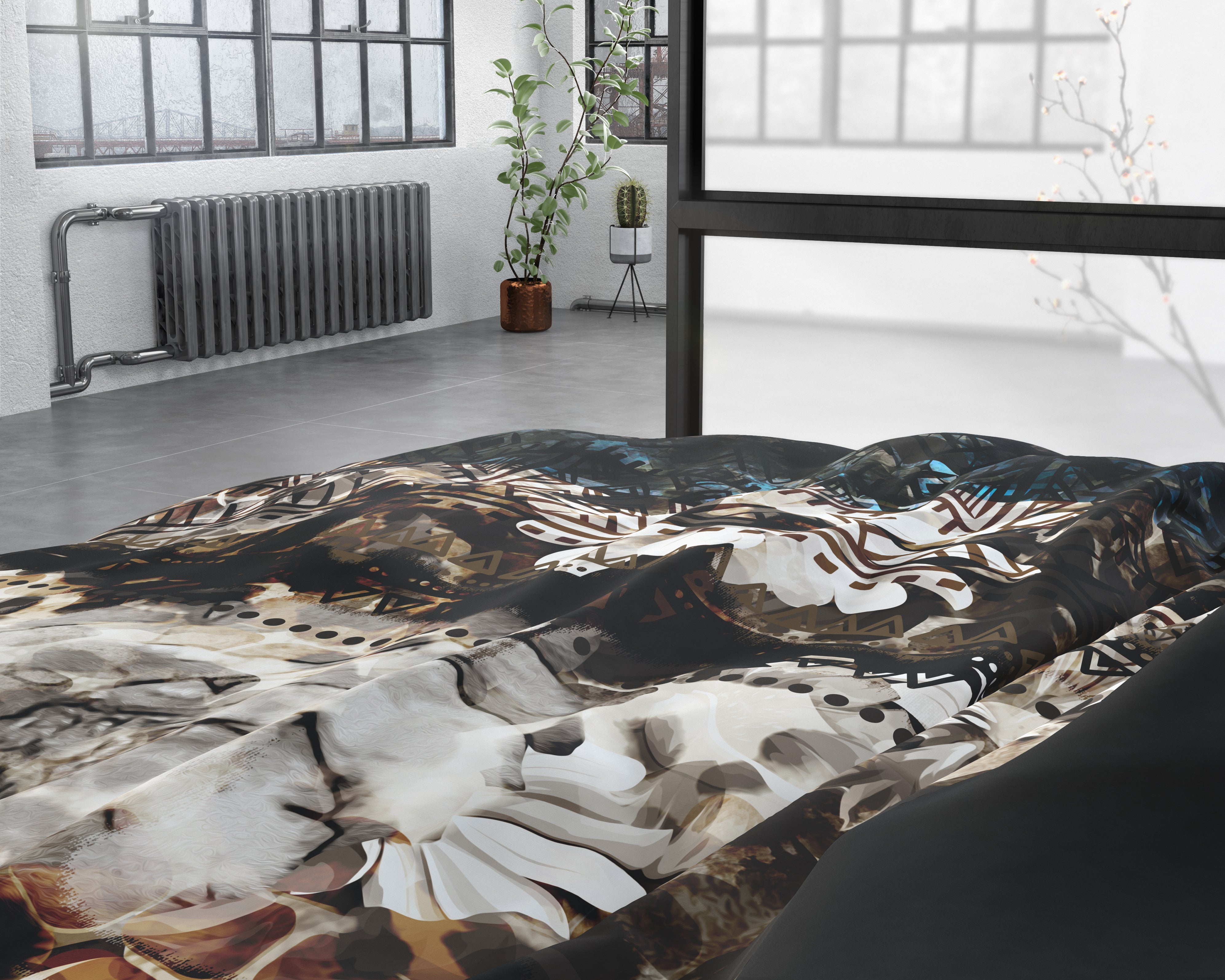 Aluna Multi Dekbedovertrek - Luxe Satijn - Hoge kwaliteit - Trendy prints