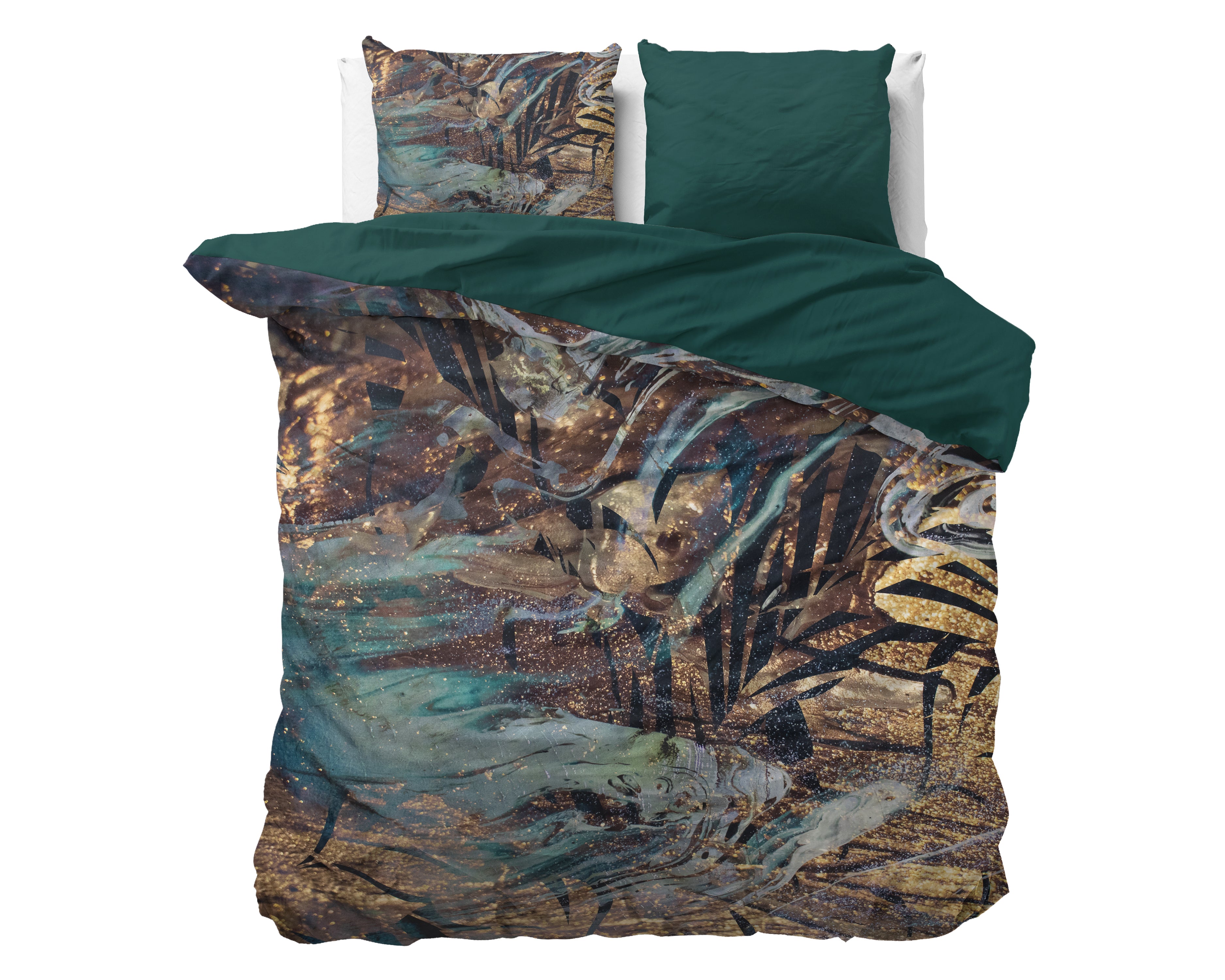 Apollo Taupe Dekbedovertrek - Luxe Satijn - Hoge kwaliteit - Trendy prints