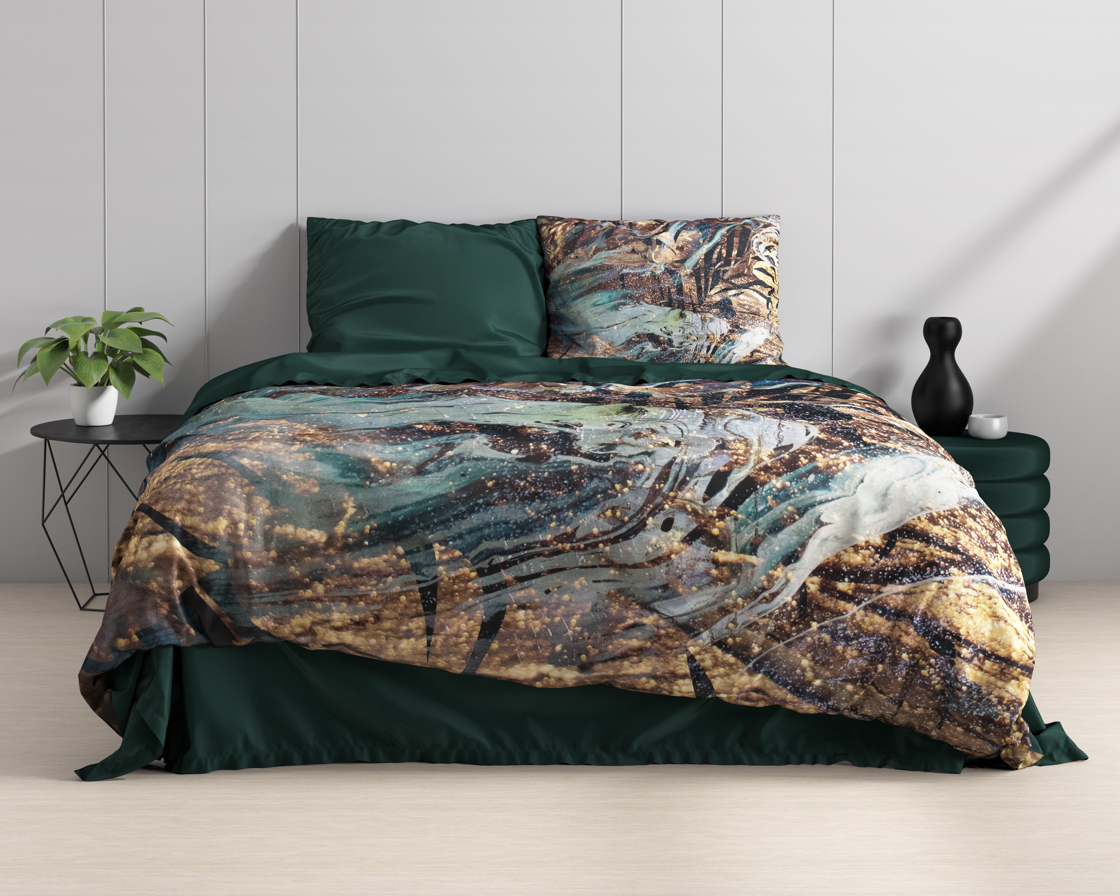 Apollo Taupe Duvet Cover - Luxury Satin - High Quality - Trendy Prints