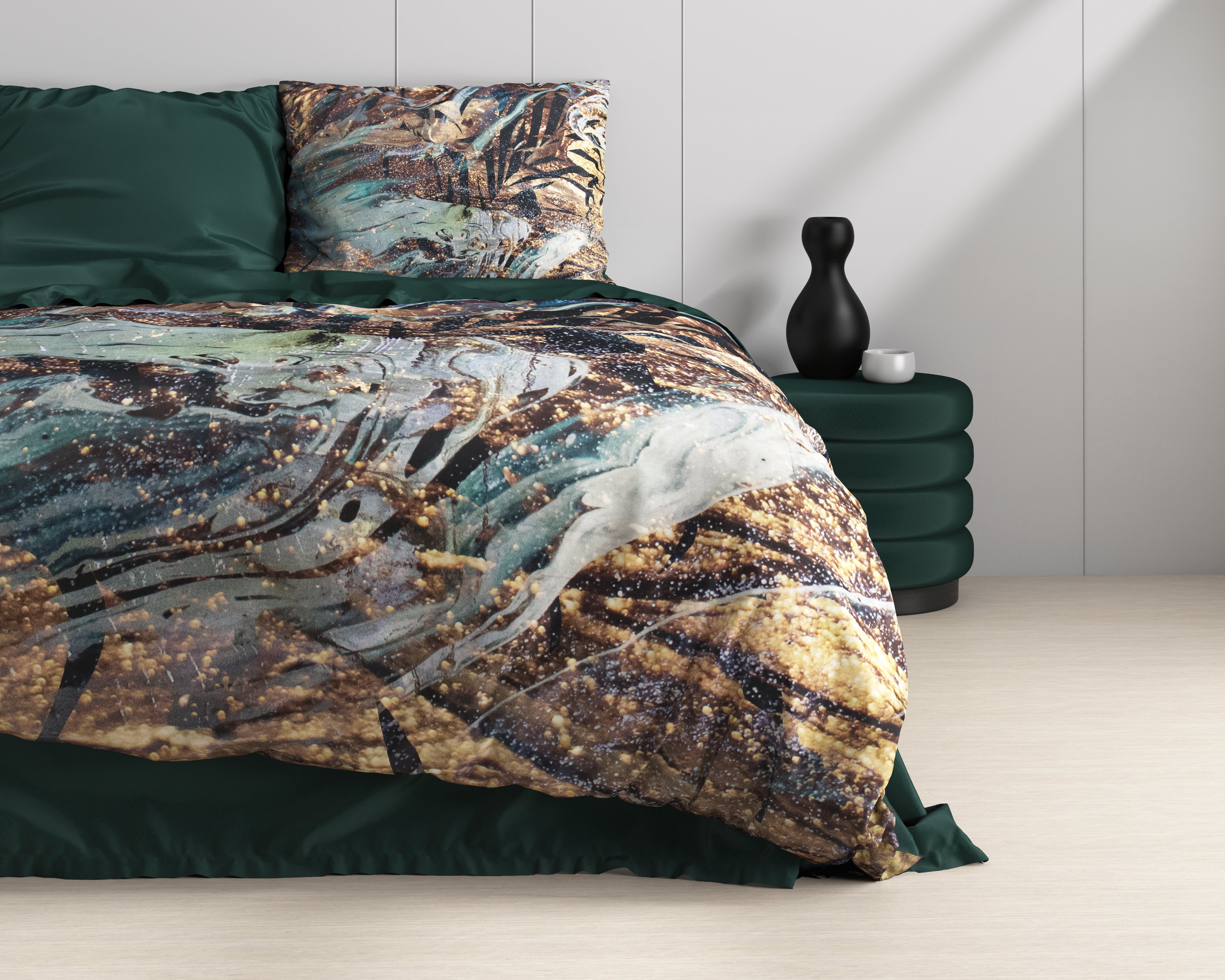 Apollo Taupe Duvet Cover - Luxury Satin - High Quality - Trendy Prints