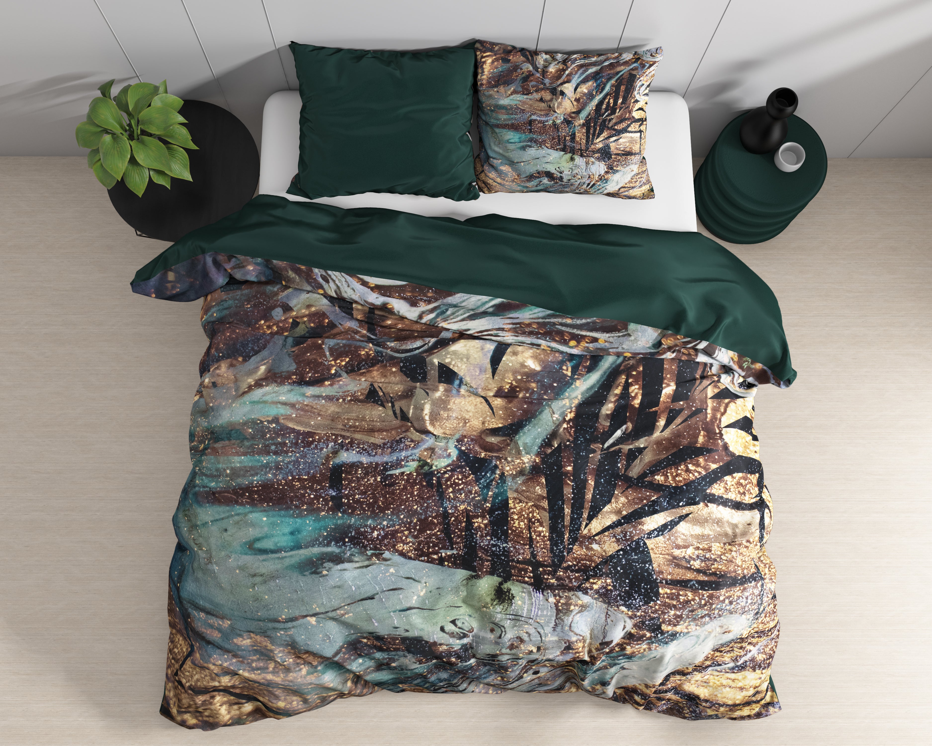 Apollo Taupe Duvet Cover - Luxury Satin - High Quality - Trendy Prints