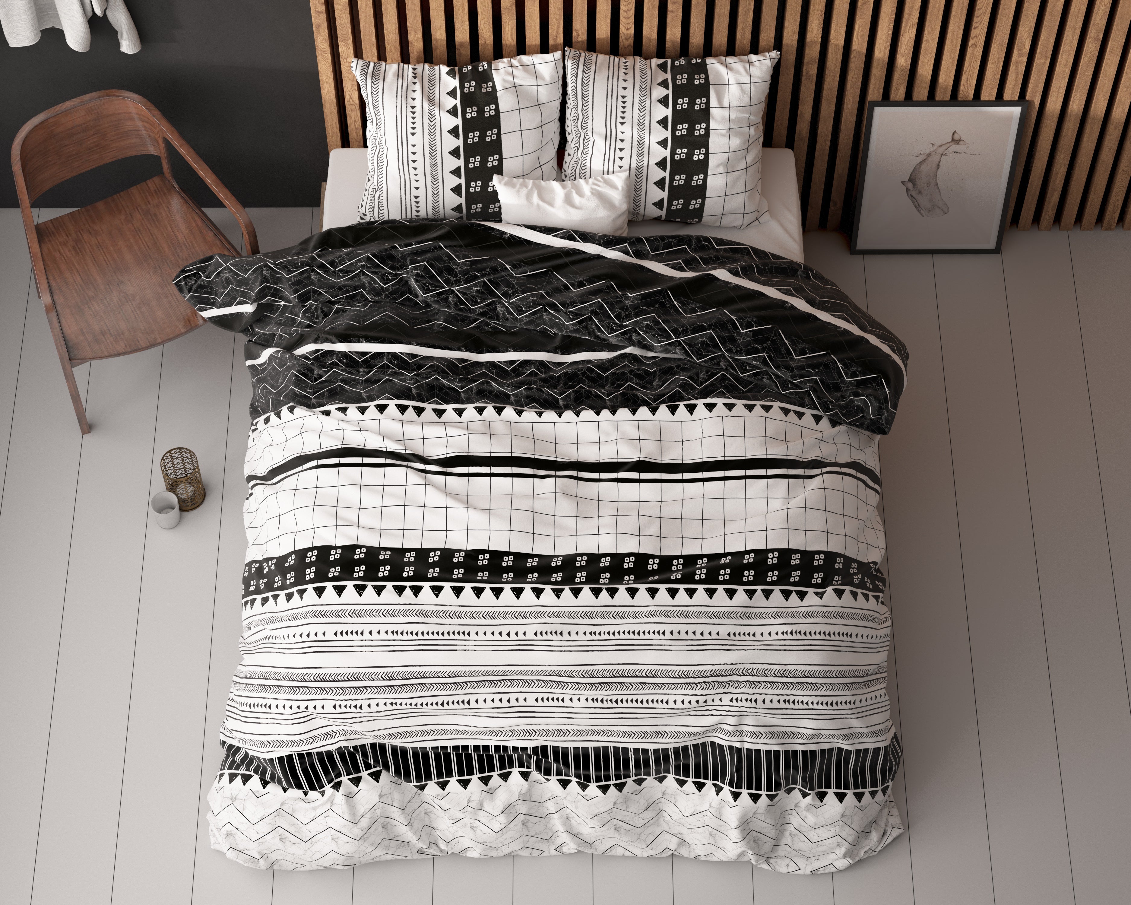Artic Stripe Dekbedovertrek Wit - Katoen geweven - Strijkvrij - Leuke prints