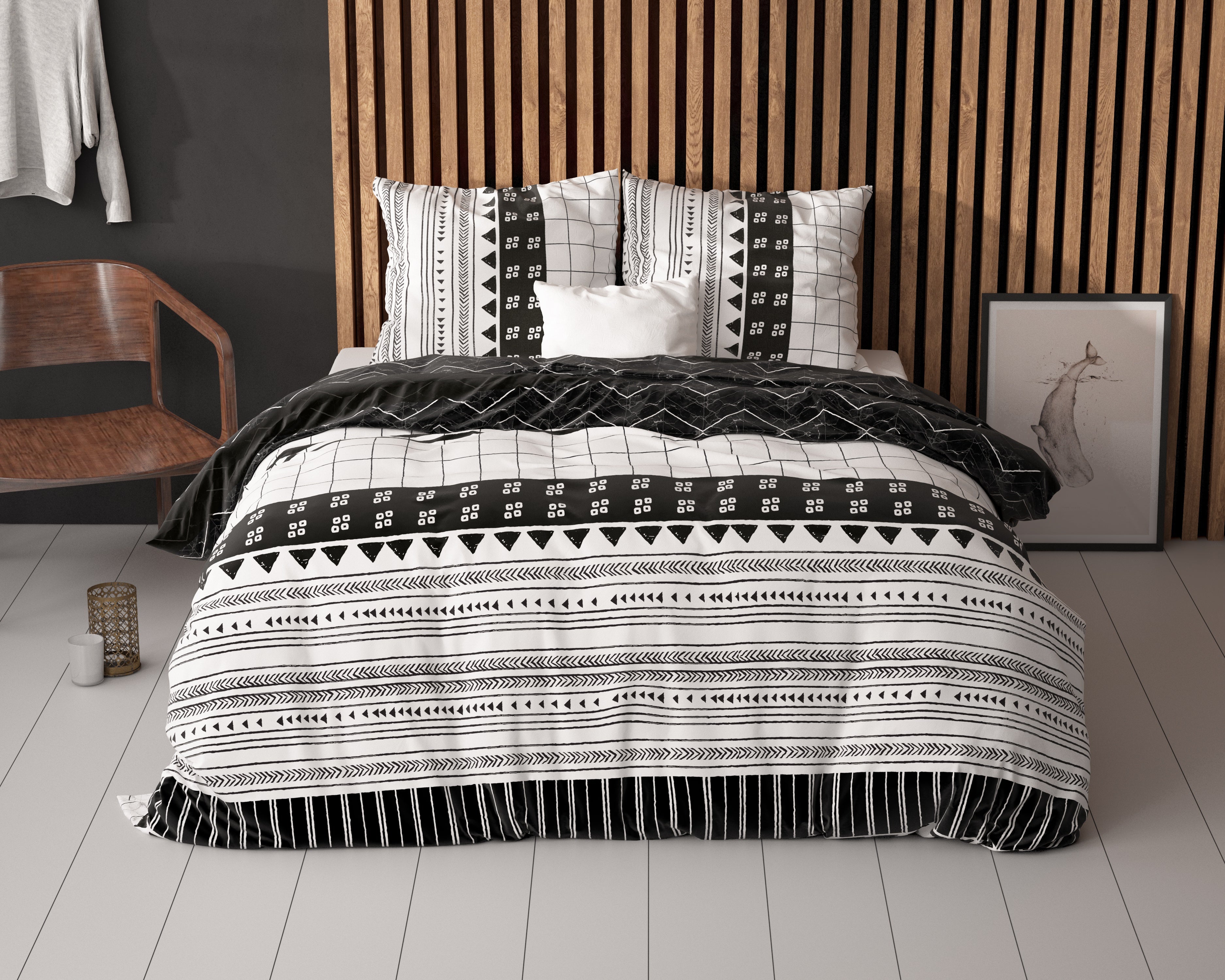 Artic Stripe Dekbedovertrek Wit - Katoen geweven - Strijkvrij - Leuke prints