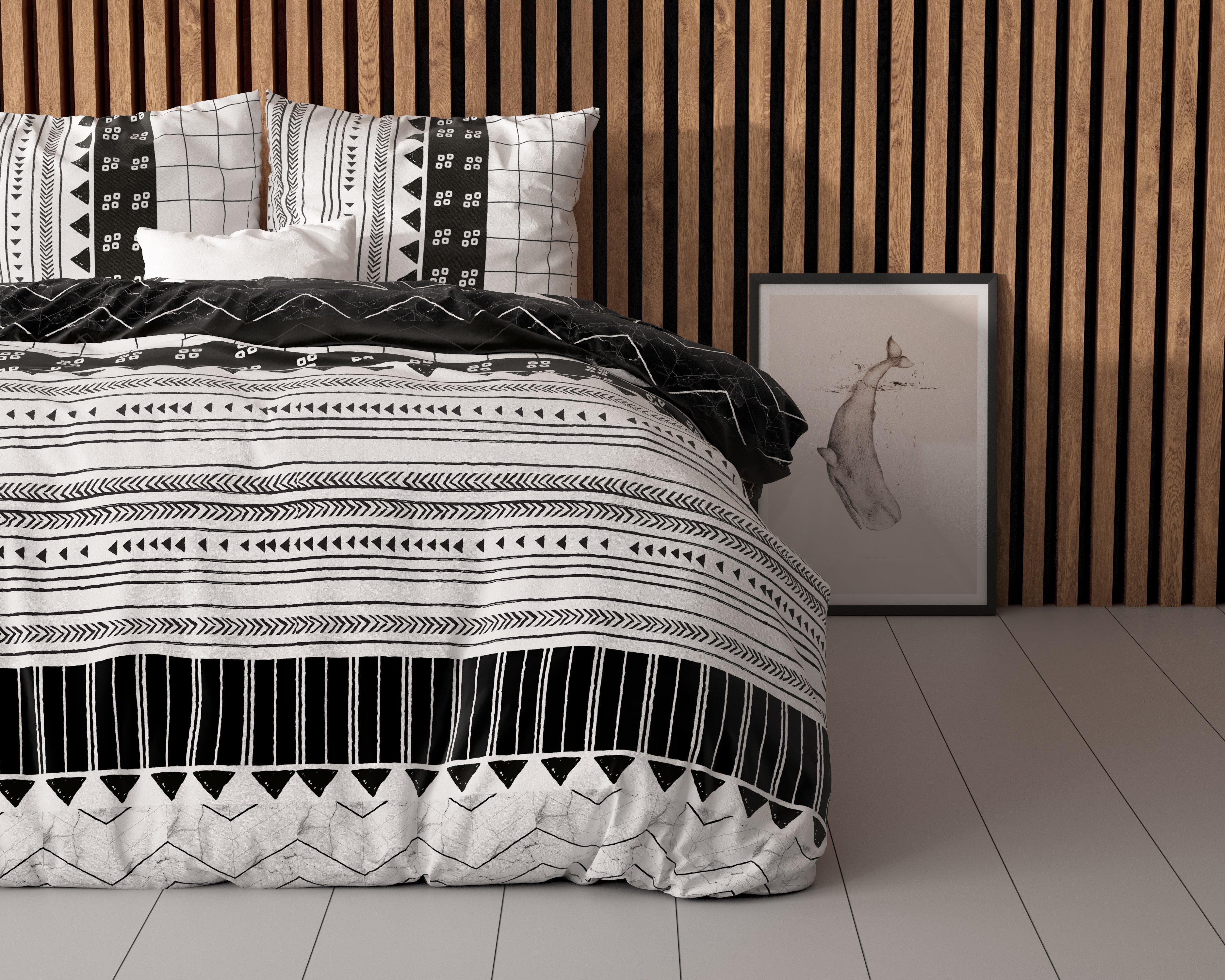 Artic Stripe Dekbedovertrek Wit - Katoen geweven - Strijkvrij - Leuke prints