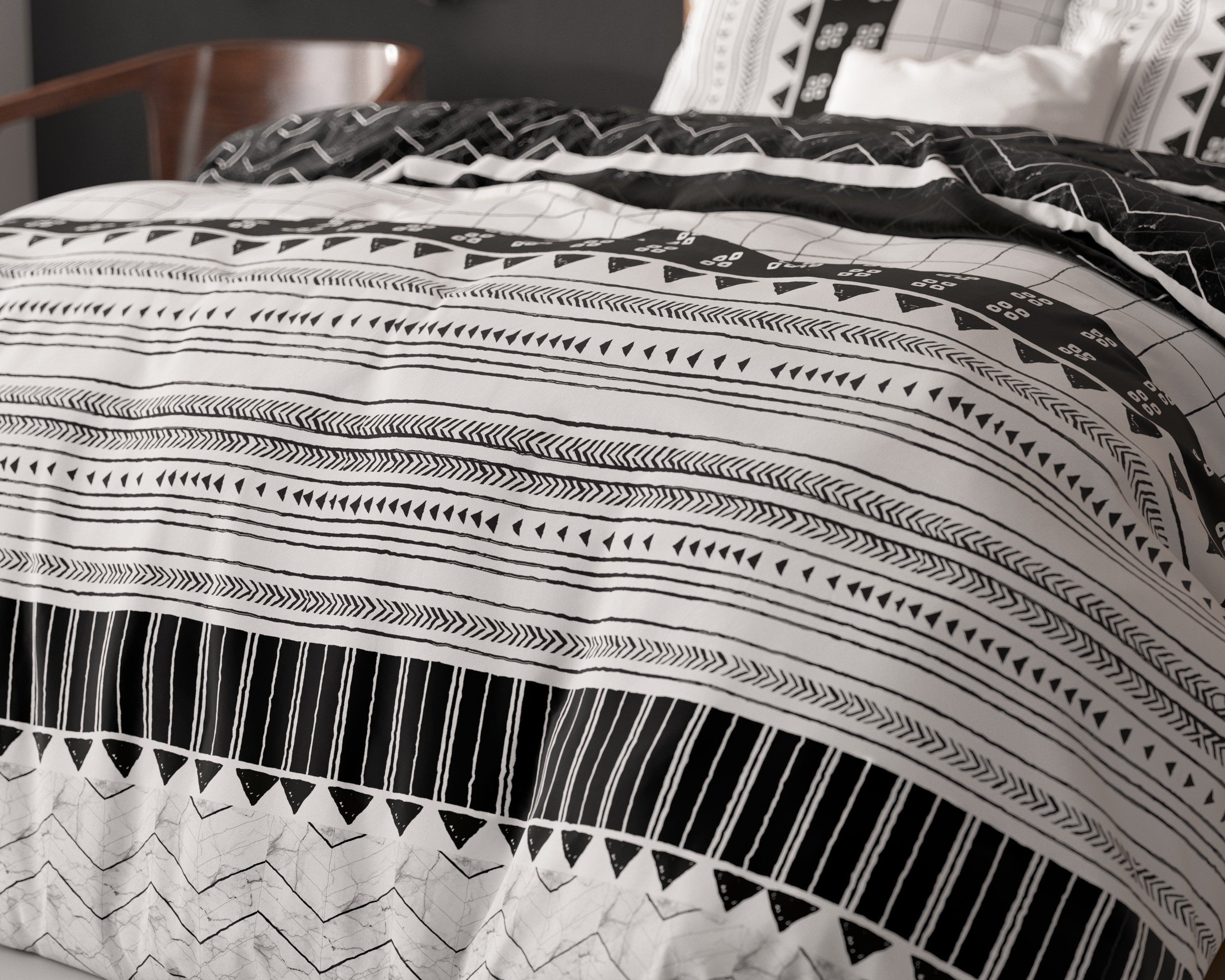 Artic Stripe Dekbedovertrek Wit - Katoen geweven - Strijkvrij - Leuke prints