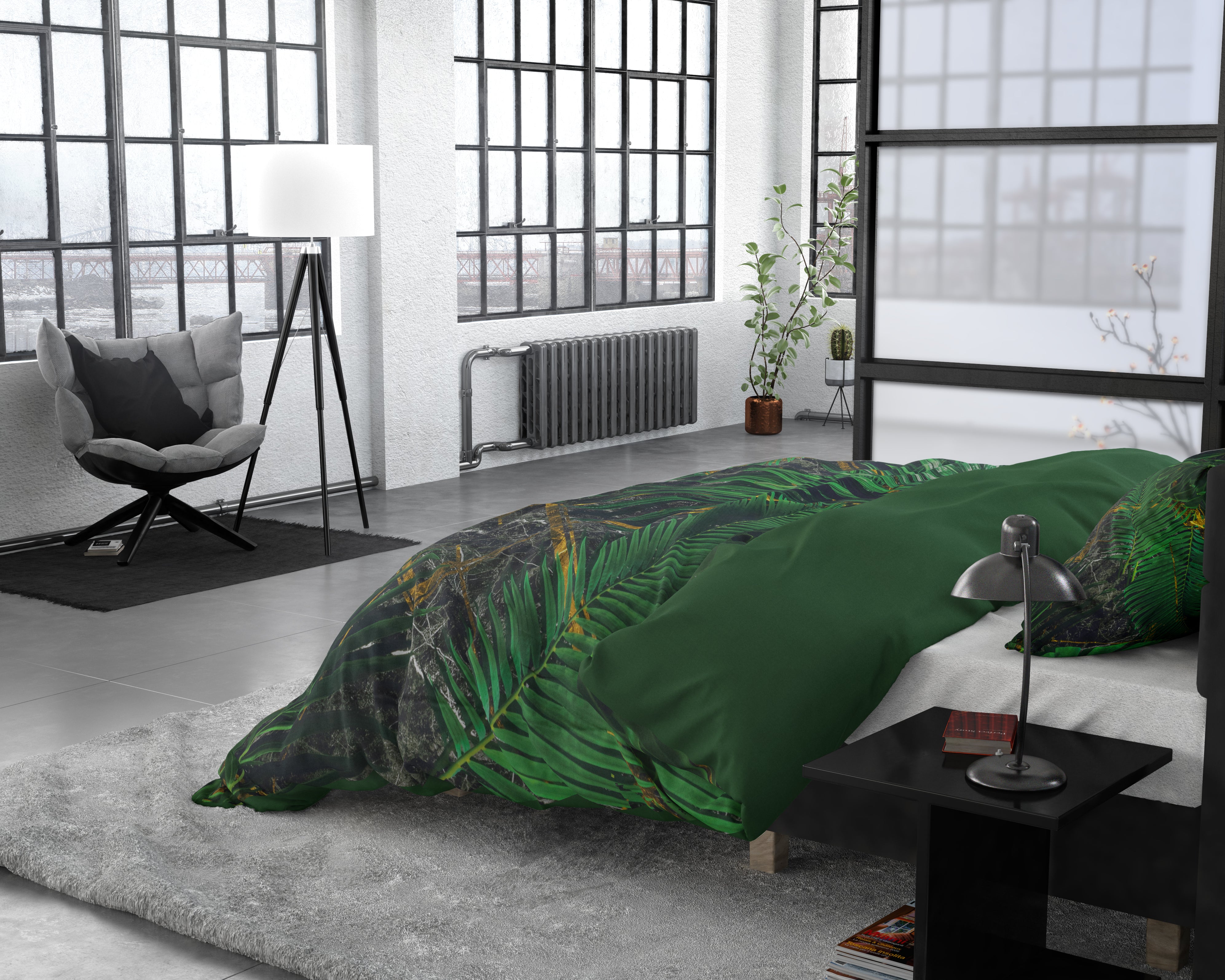Avena Groen Dekbedovertrek - Ademend katoen - Trendy designs - Met drukknopen