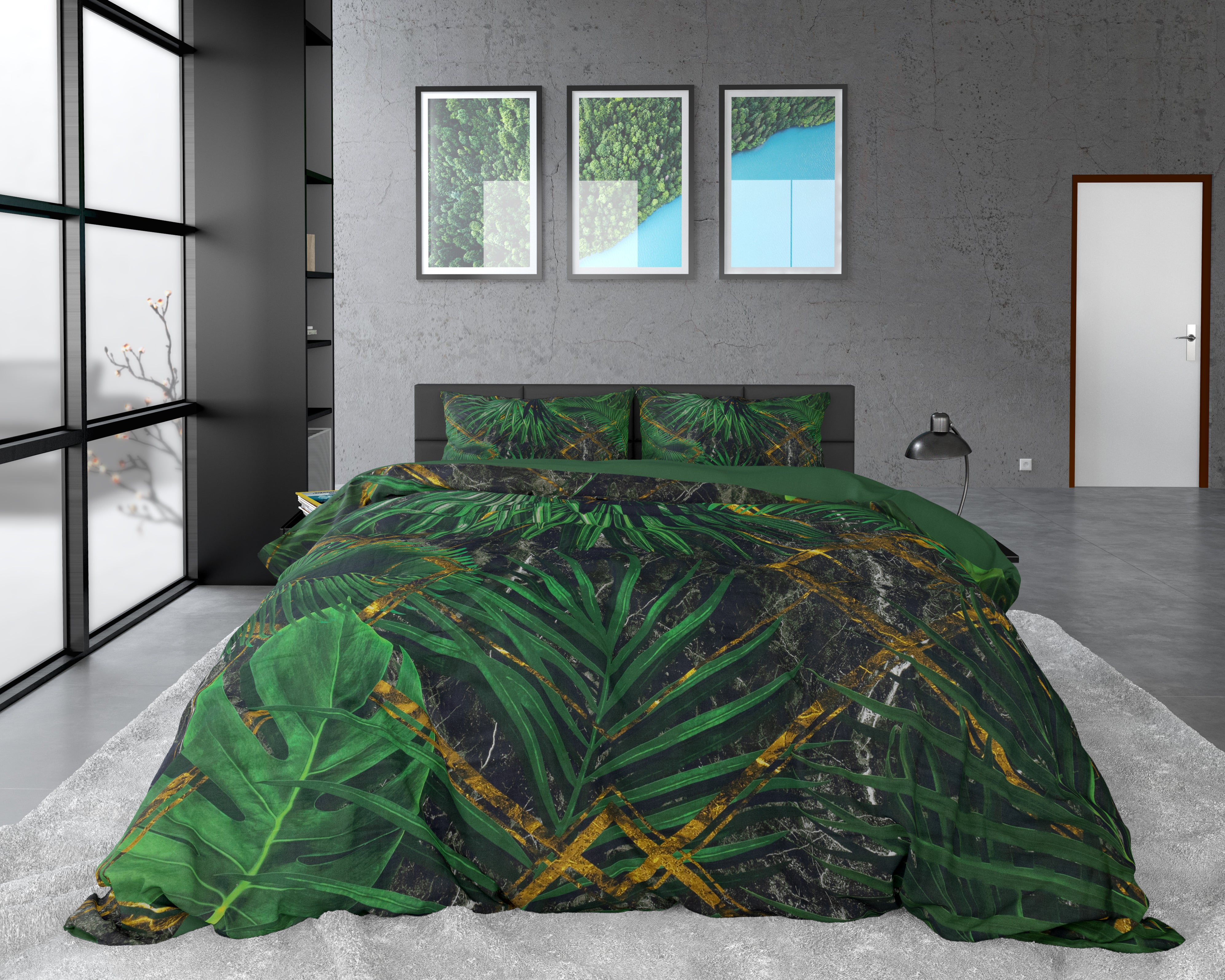 Avena Groen Dekbedovertrek - Ademend katoen - Trendy designs - Met drukknopen